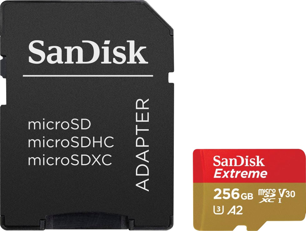 SANDISK Speicherkarte "Extreme microSDXC -UHS-I-Karte", 256 GB, bunt, Speicherkarten
