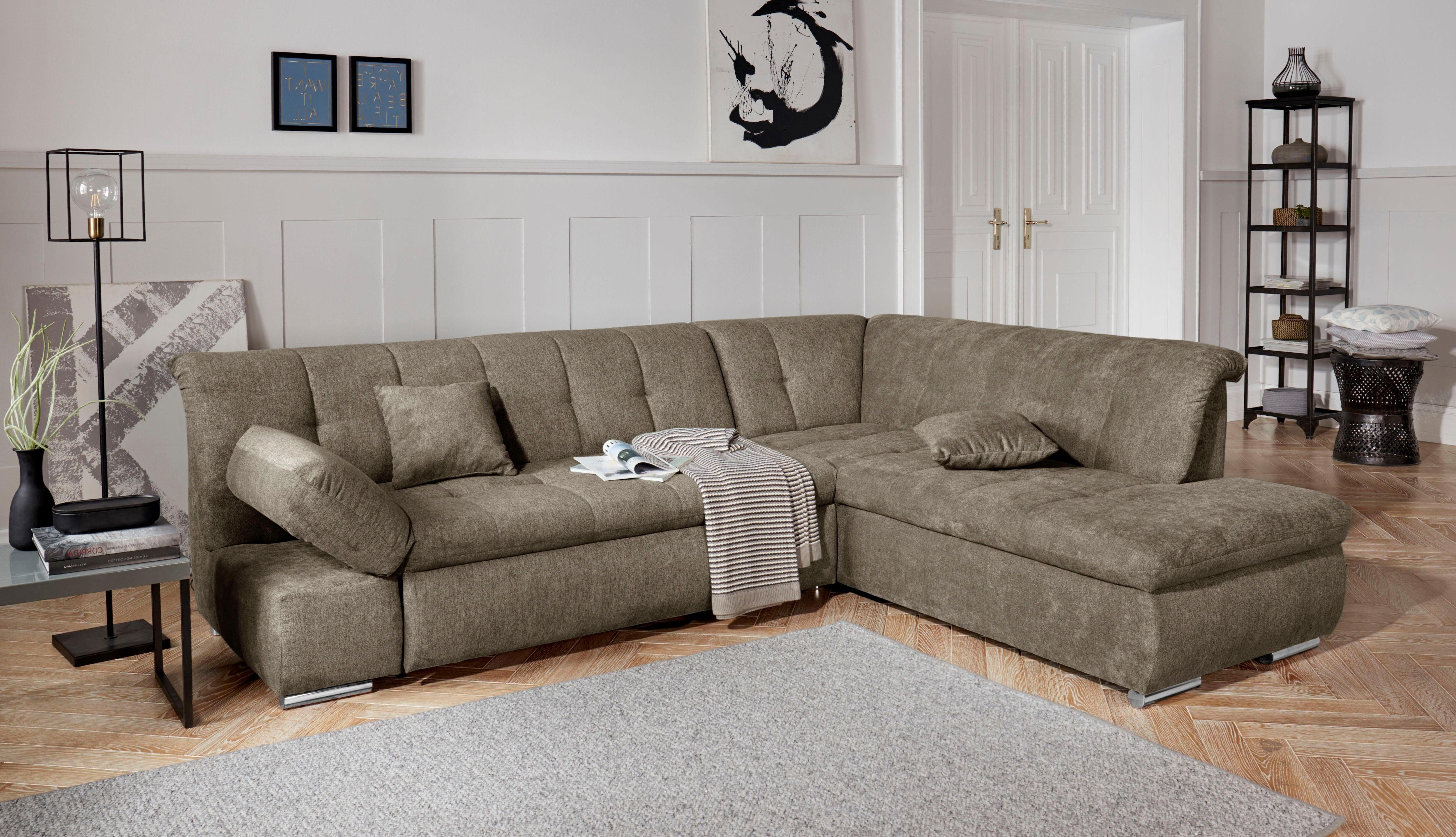 DOMO collection Ecksofa "MONA 271x213 cm, modern und komfortabel" whlw. mit Bett- und Armlehnfunktion, L-Form