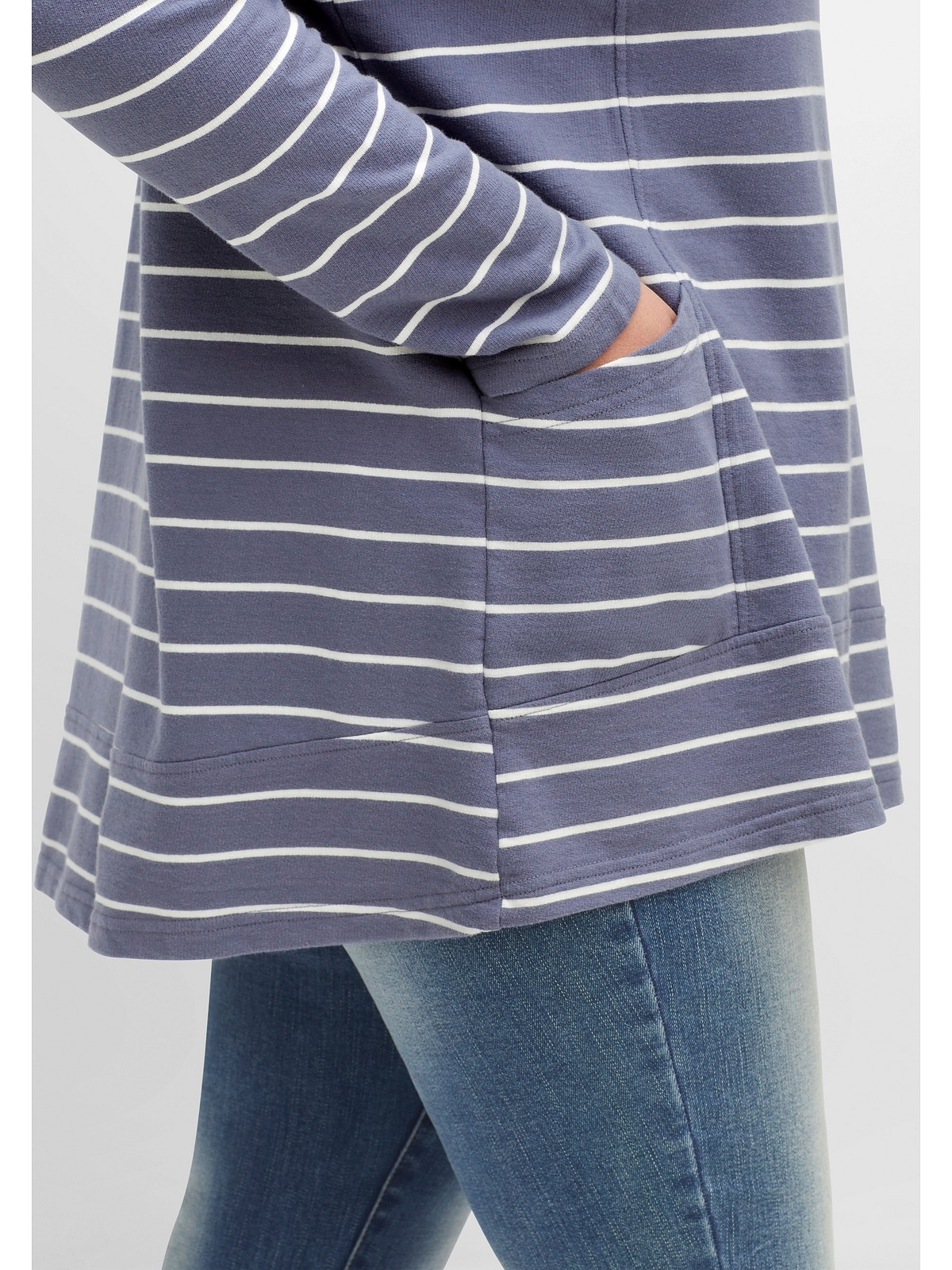 Sheego Sweatshirt »Große Größen«, in A-Linie, mit Ringeln und Troyerkragen  für bestellen | BAUR | Cardigans