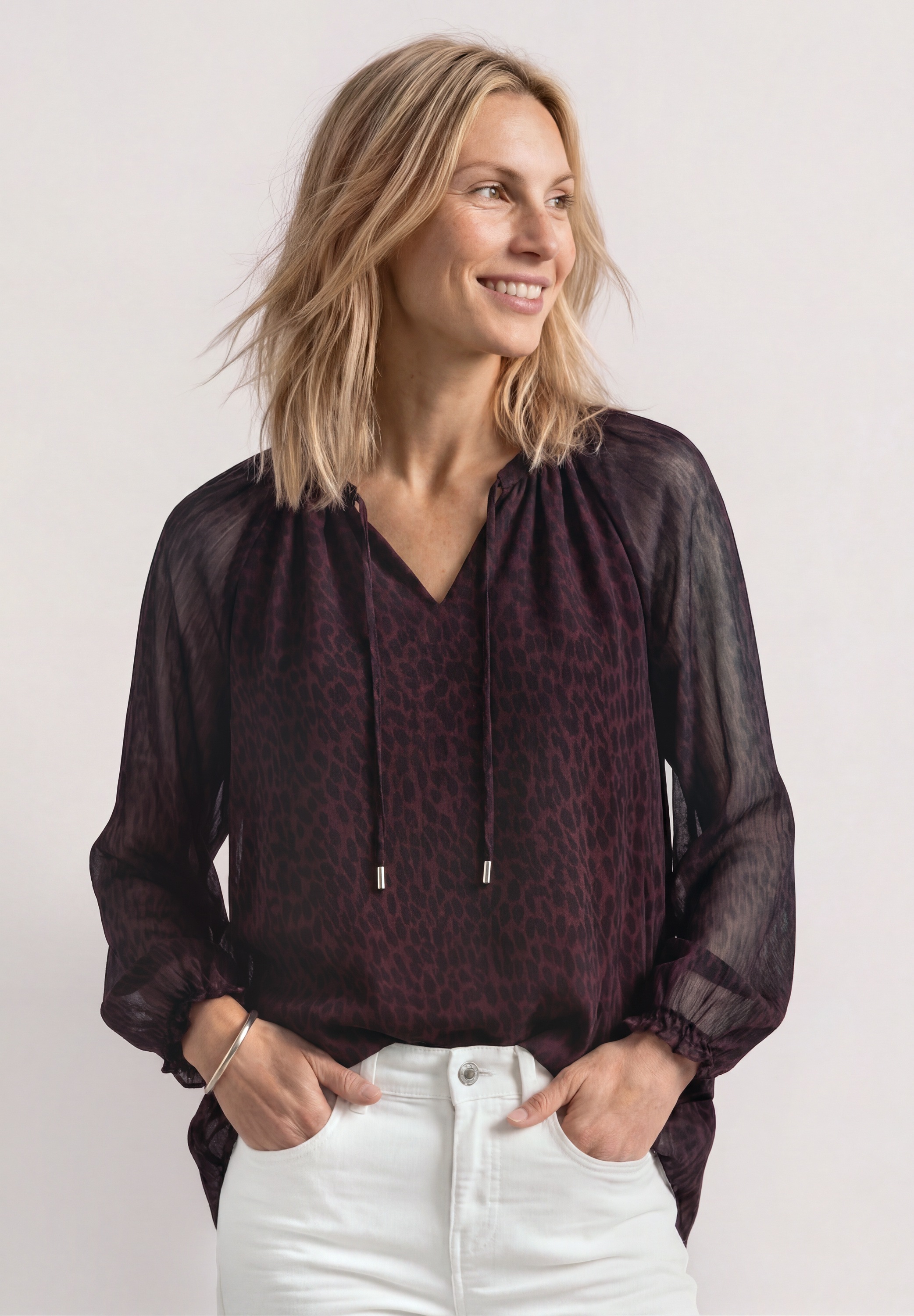 STREET ONE Langarmbluse mit Chiffon-Layer