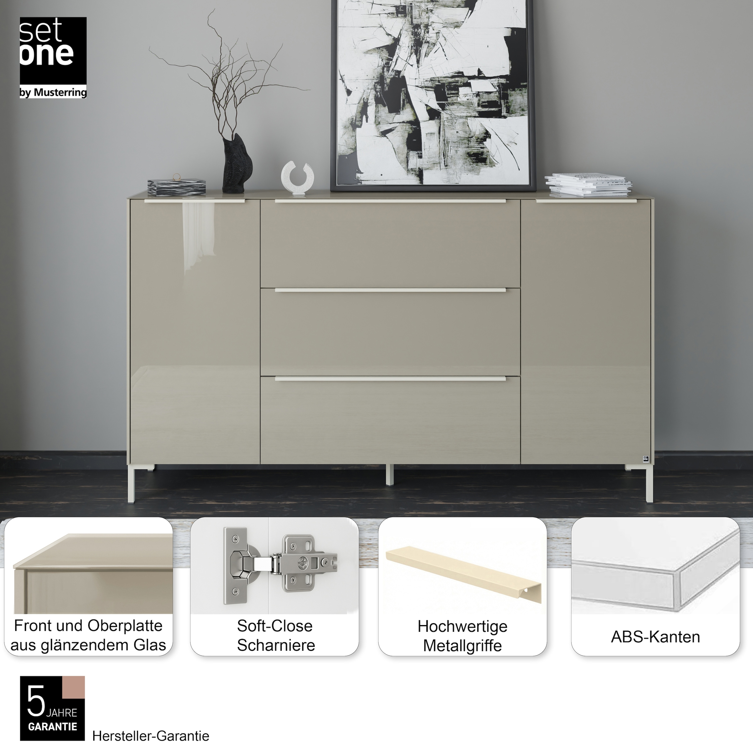 set one by Musterring Sideboard »Reno« 1 Stk. tlg. Mit Winkelfuß in diversen Farben, 108 cm Höhe & Farbauswahl