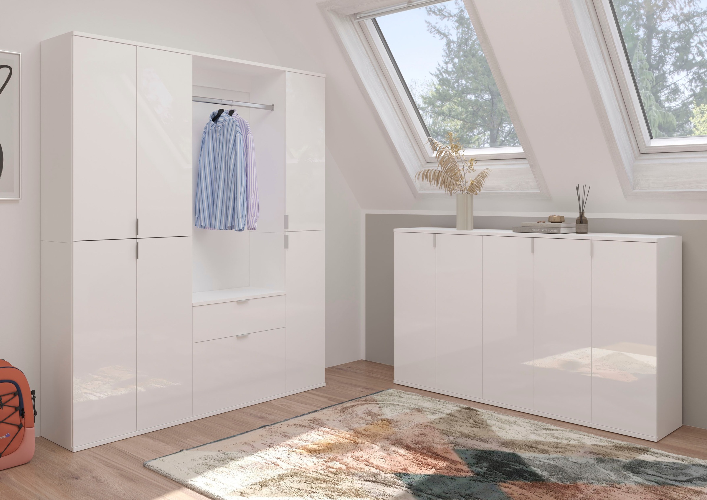 Home affaire Kommode "Trondheim, Breite 30 cm, 1 Tür, 3 Einlegeböden, 4 Fäc günstig online kaufen