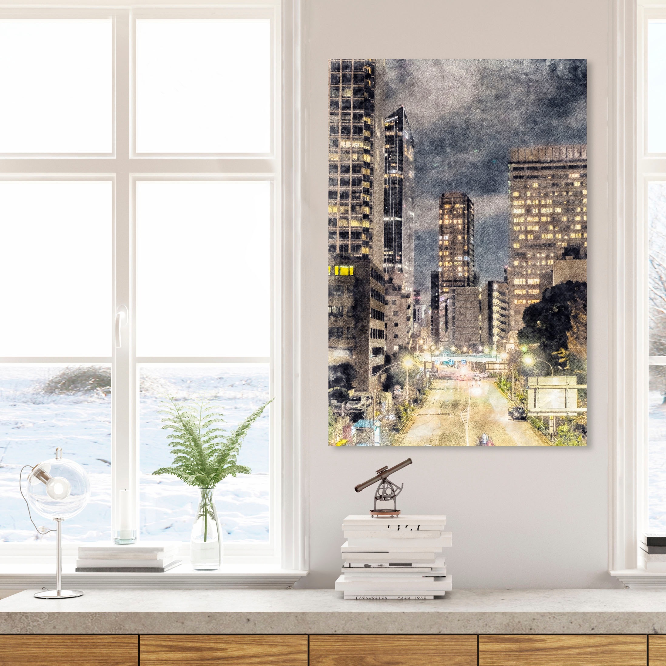 queence Leinwandbild "Stadt Wolkenkratzer" Filmszene  Frankfurt am Main  St günstig online kaufen