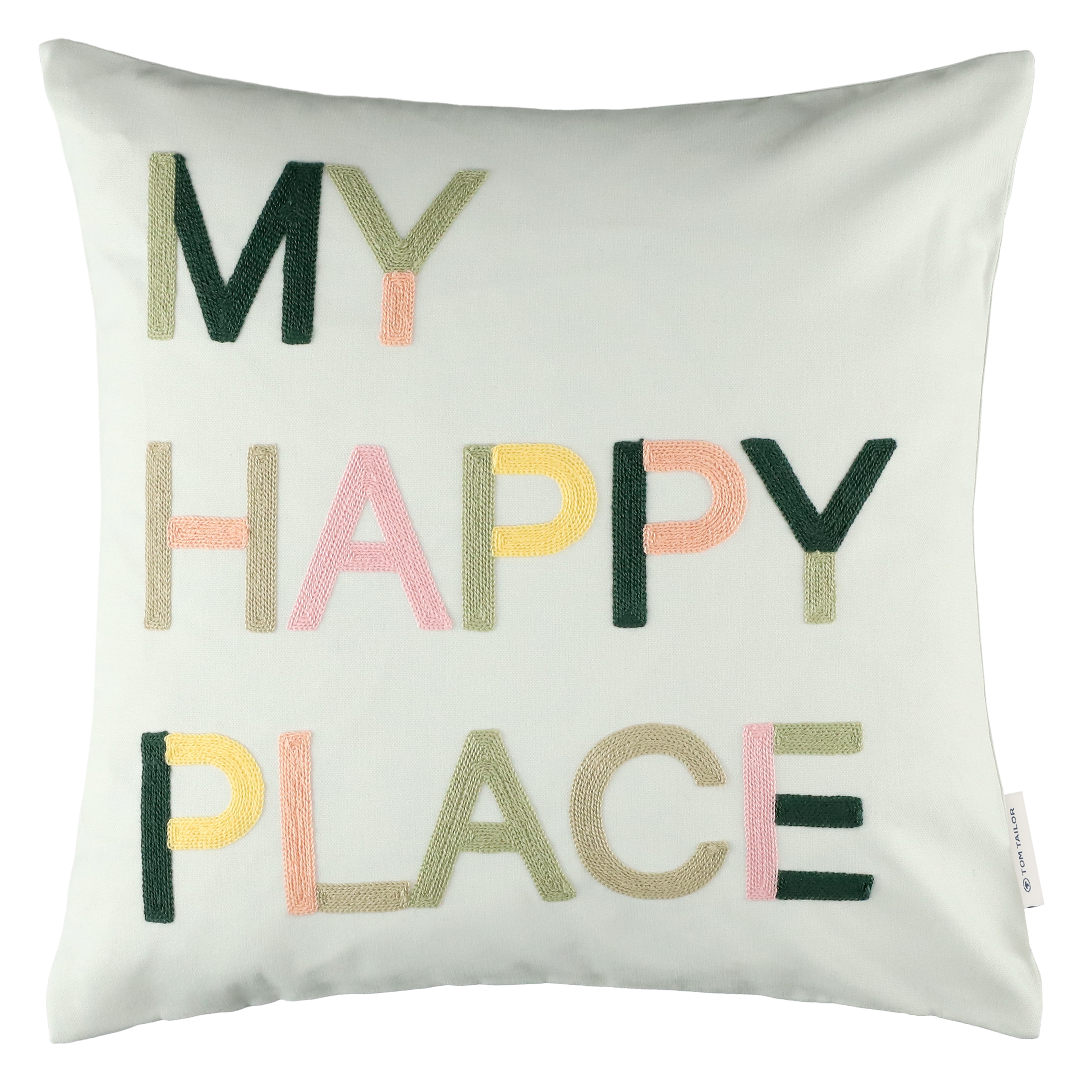 TOM TAILOR HOME Kissenbezug "Happy" mit aufgesticktem Schriftzug