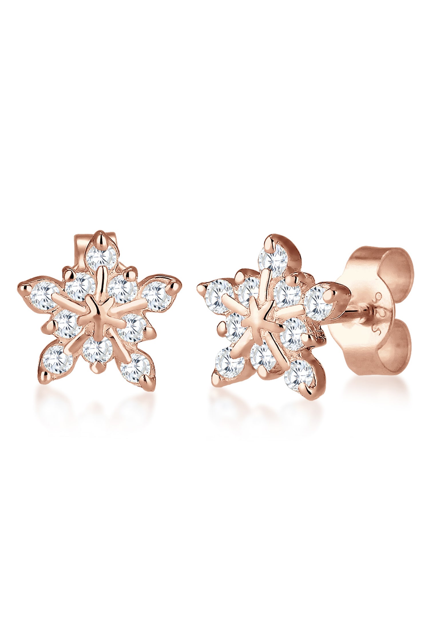 Elli Paar Ohrstecker »Schneeflocke Winter Zirkonia 925er Sterling Silber«