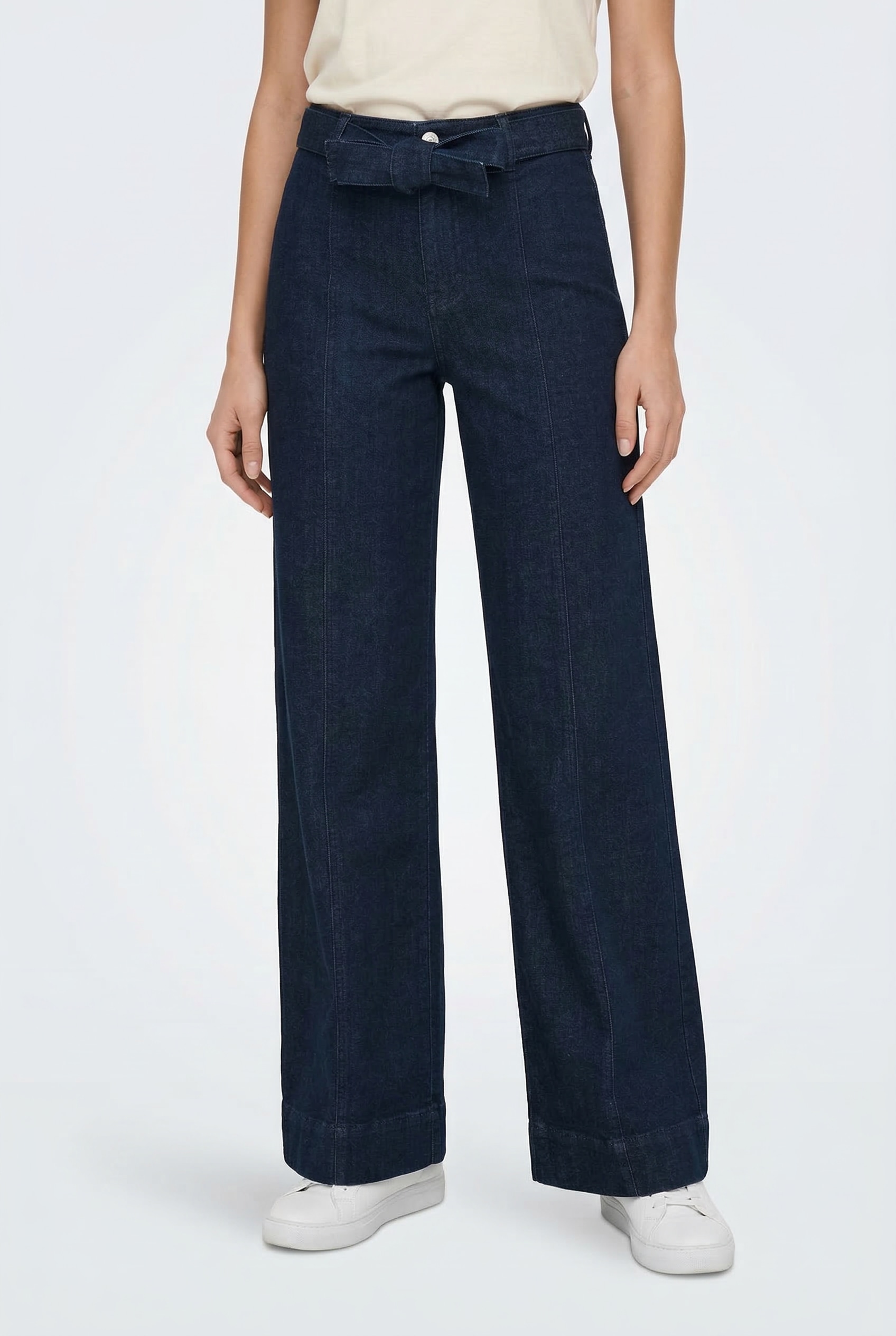High-waist-Jeans ONLY "ONLMADISON BLUSH HW WID BELT DNM GUA579", Damen, Gr. XL, Länge 32, dunkelblau denim detail:rinse, Denim/Jeans, Obermaterial: 91% Baumwolle, 7% Polyester, 2% Elasthan, unifarben, lang, Jeans High-Waist-Jeans, Materialmix, High Waist,