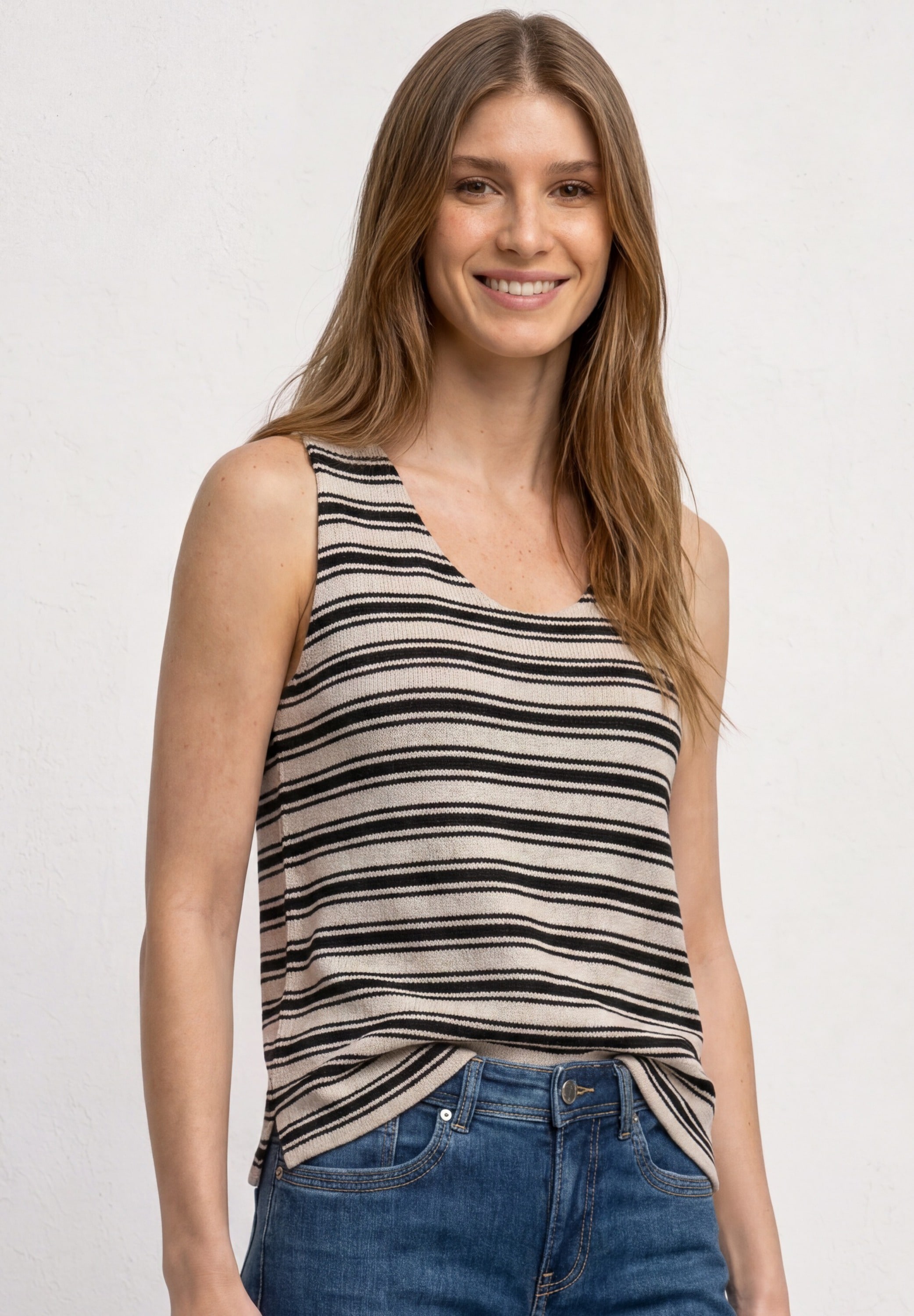 STREET ONE Stricktop Sommertop, tiefer Rundhalsausschnitt, Viskosemx