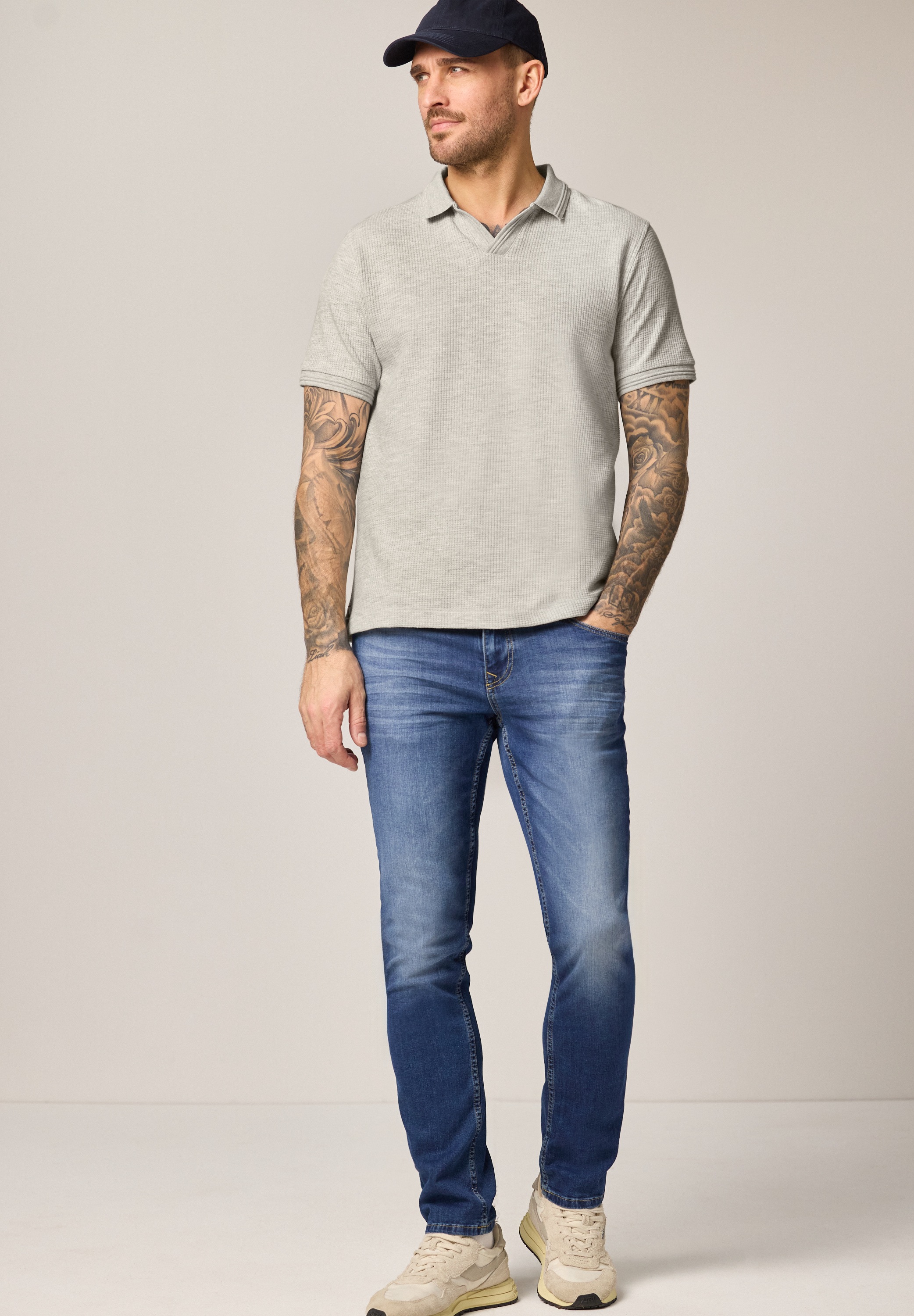 STREET ONE MEN Poloshirt aus Baumwolle mit Stretchante
