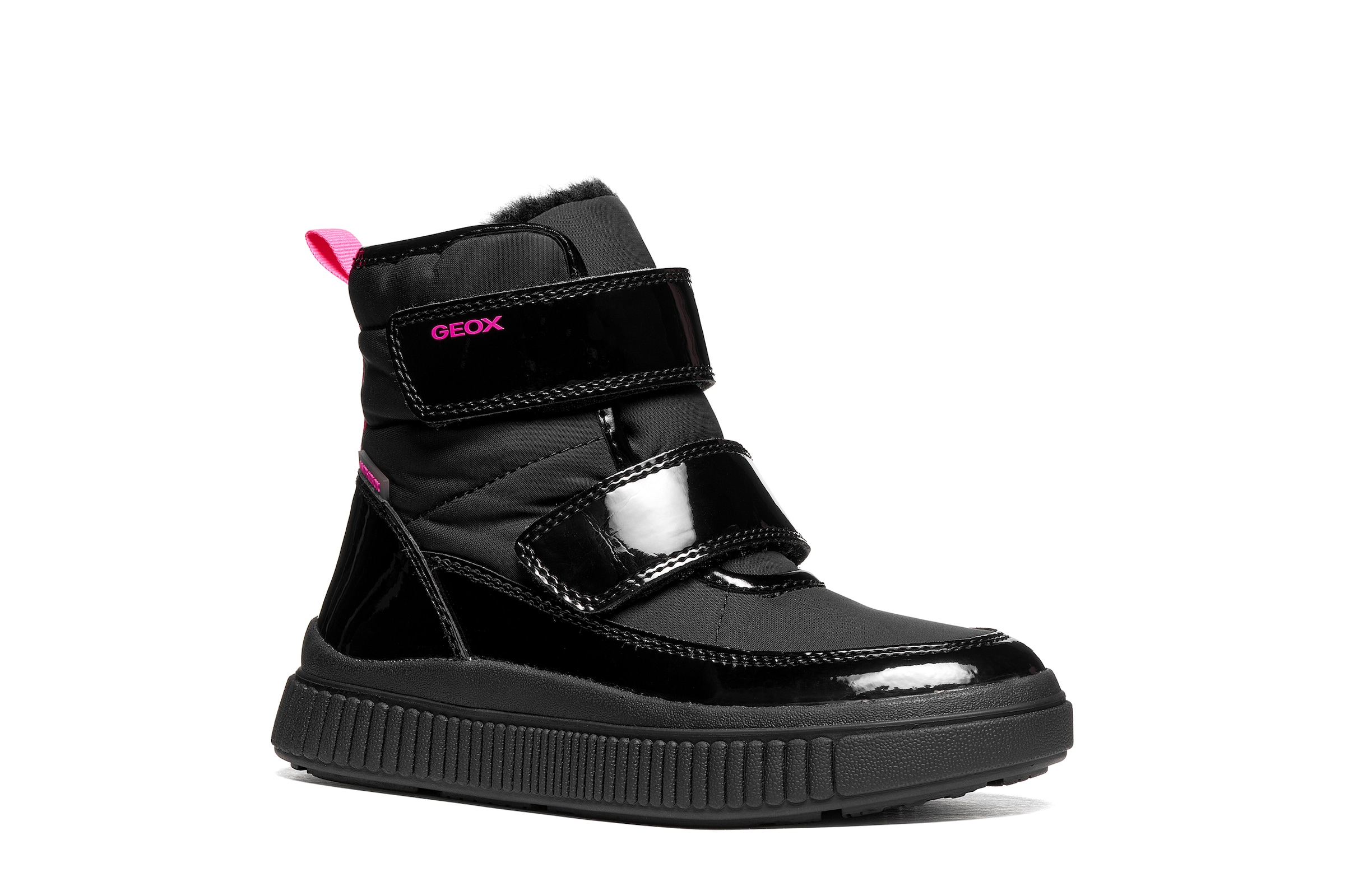 Geox Winterboots "J LAQUINNY GIRL B AB" Klettboots, Winterstiefel mit Warmfutter, Größenschablone zum Download