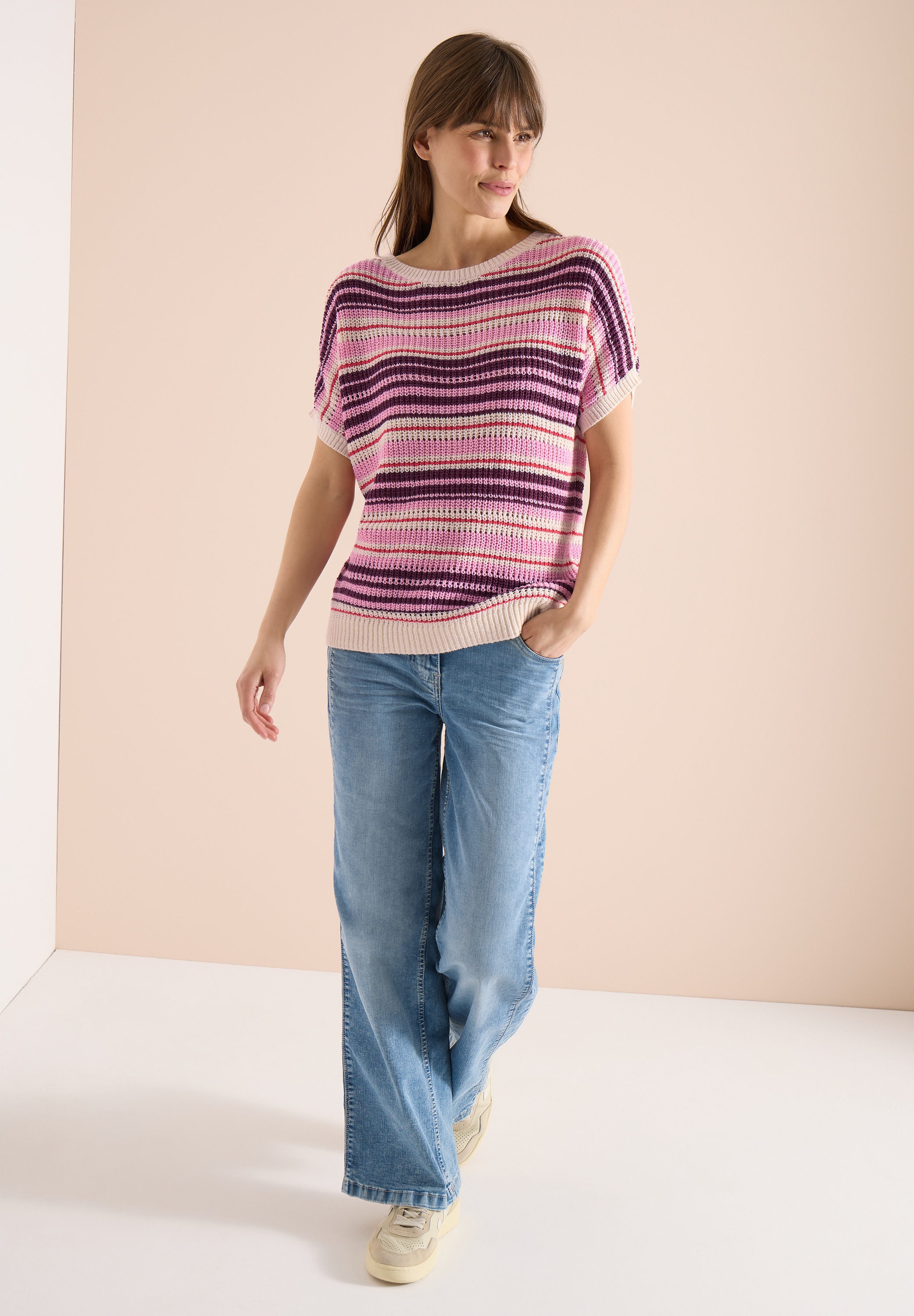 Cecil Kurzarmpullover mit Elastiksaum