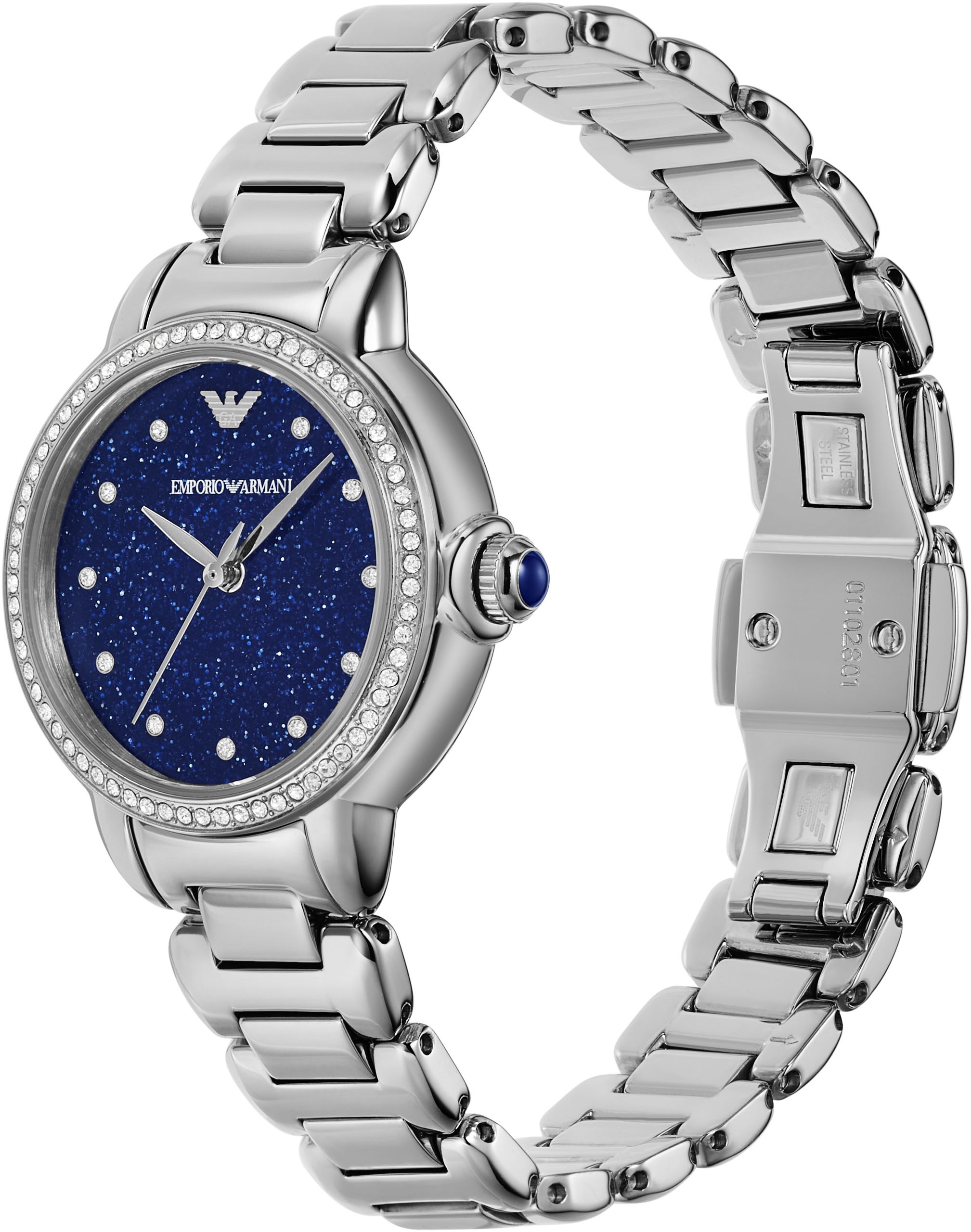 Emporio Armani Quarzuhr, Armbanduhr, Damenuhr, Edelstahlarmband, analog