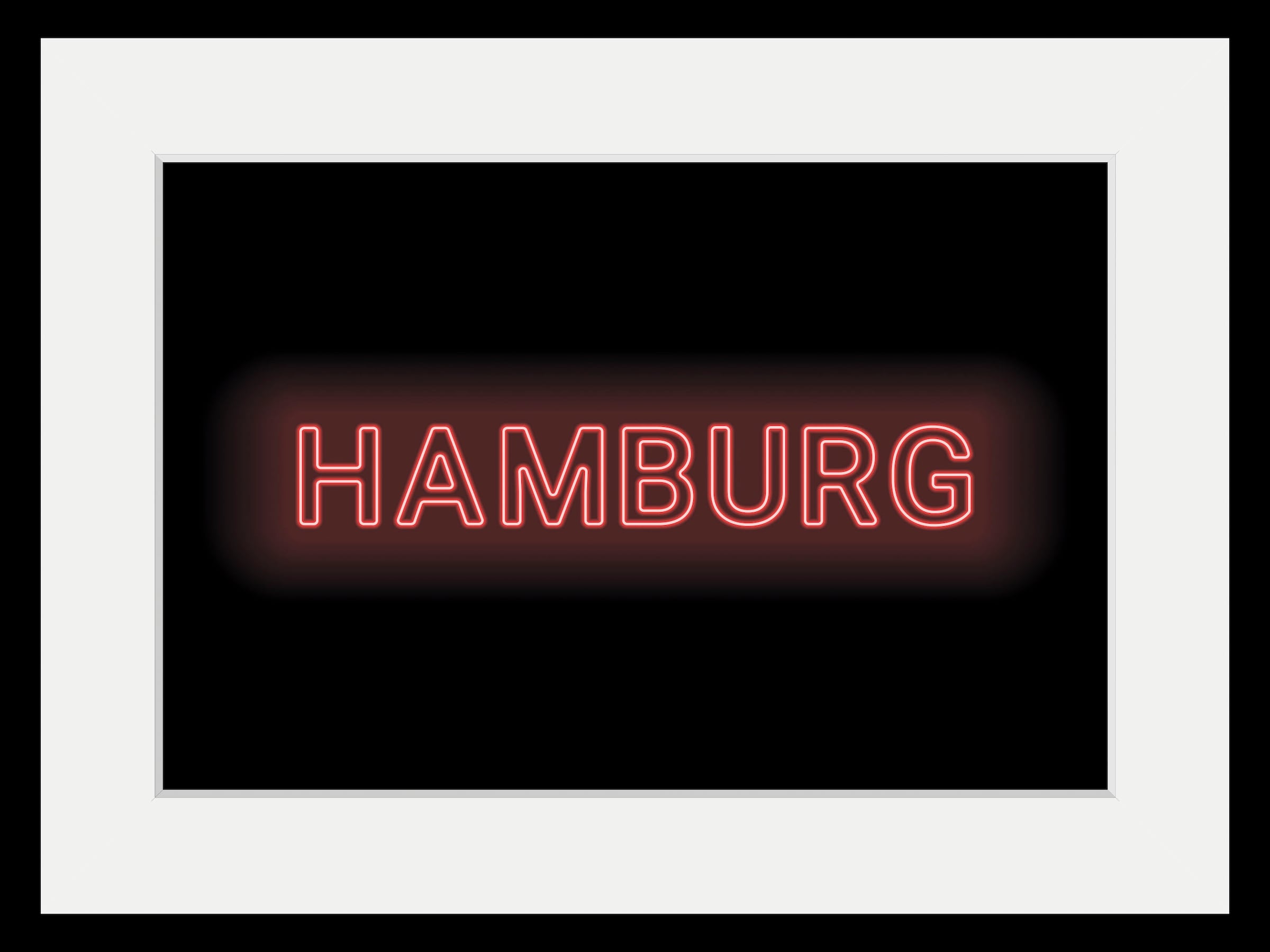 queence Bild »HAMBURG LIGHTS«, Städte-Schriftzug, (1 St.), HD Premium Poster-Druck inkl. Holzrahmen