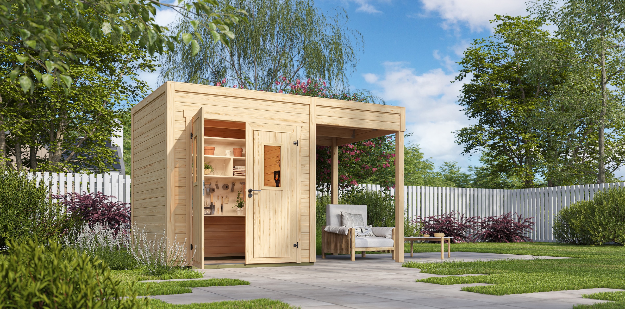 Nordic Holz Gartenhaus-Anbaudach »FELIX_FYNN 1_1,5 A«, Flachdach