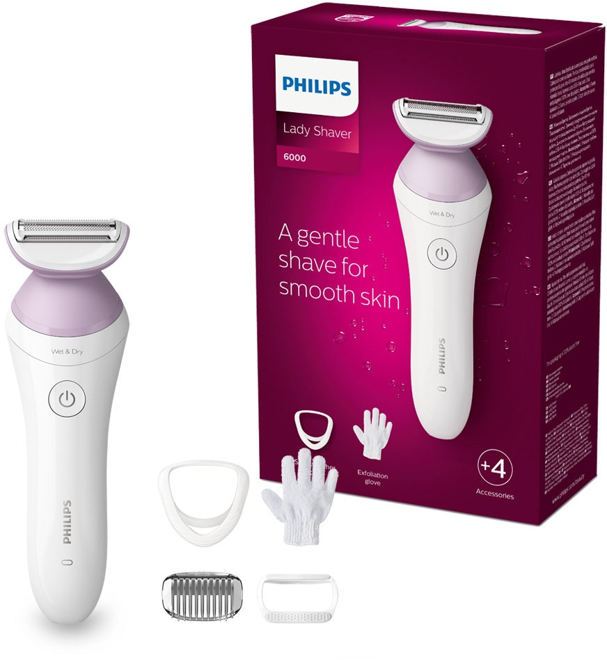 Philips Elektrokörperrasierer »SatinShave Prestige Series 6000 BRL136/00«, 3 St. Aufsätze, nass oder trocken, inkl. Handschuh