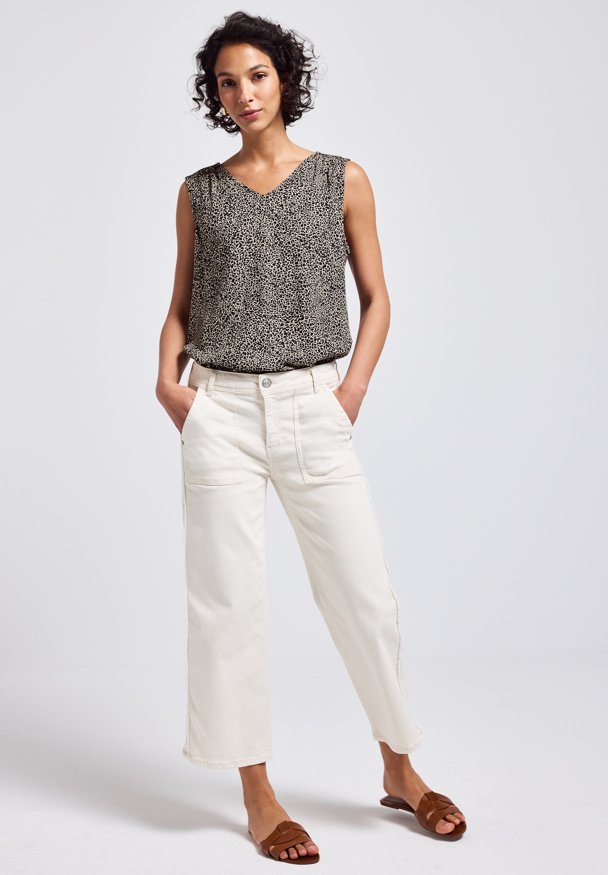 STREET ONE Blusentop, mit Smock-Details und Animal-Print