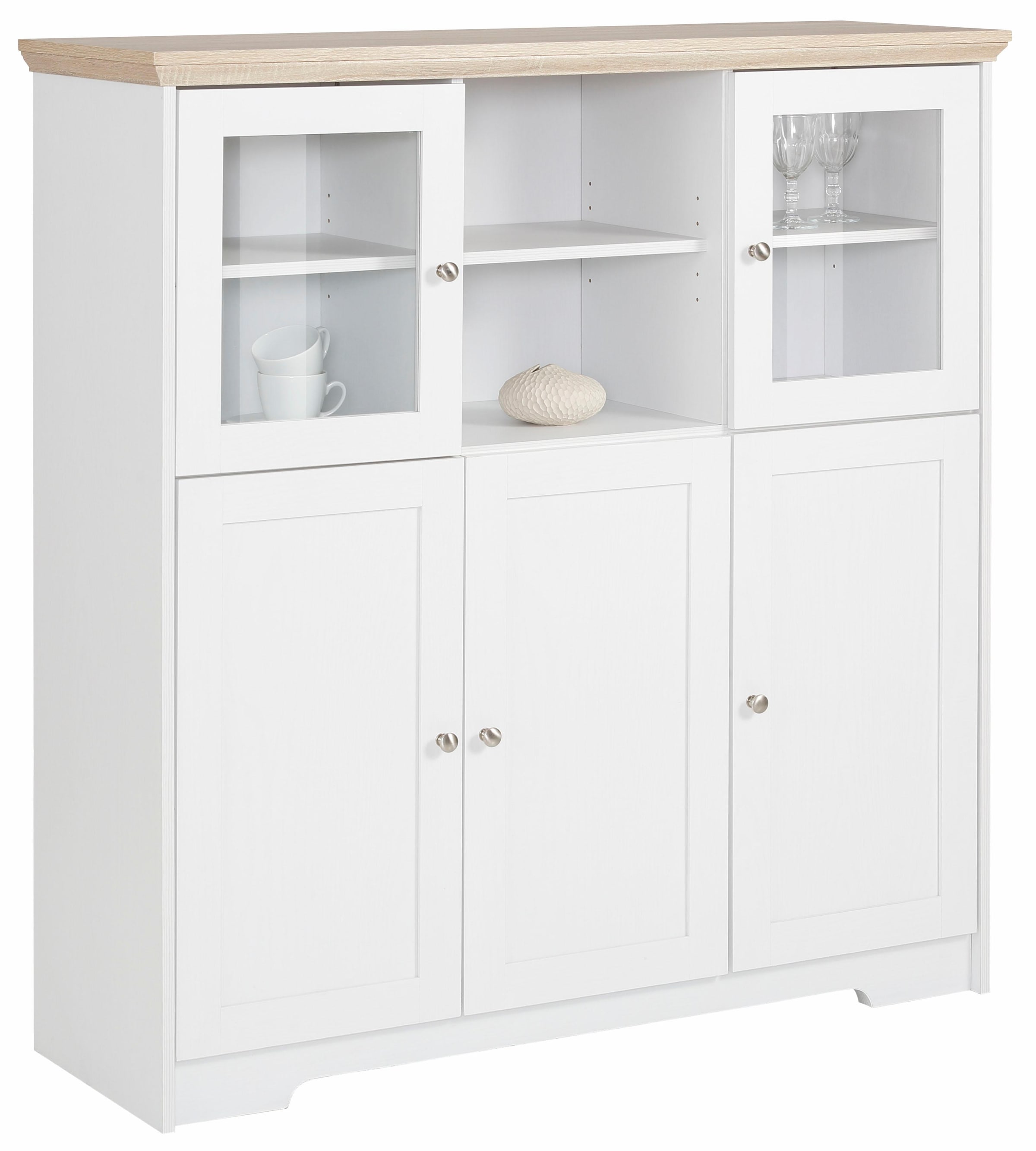 Home affaire Highboard "Nanna", Vitrine in Eichen-Optik, Breite 118 cm günstig online kaufen