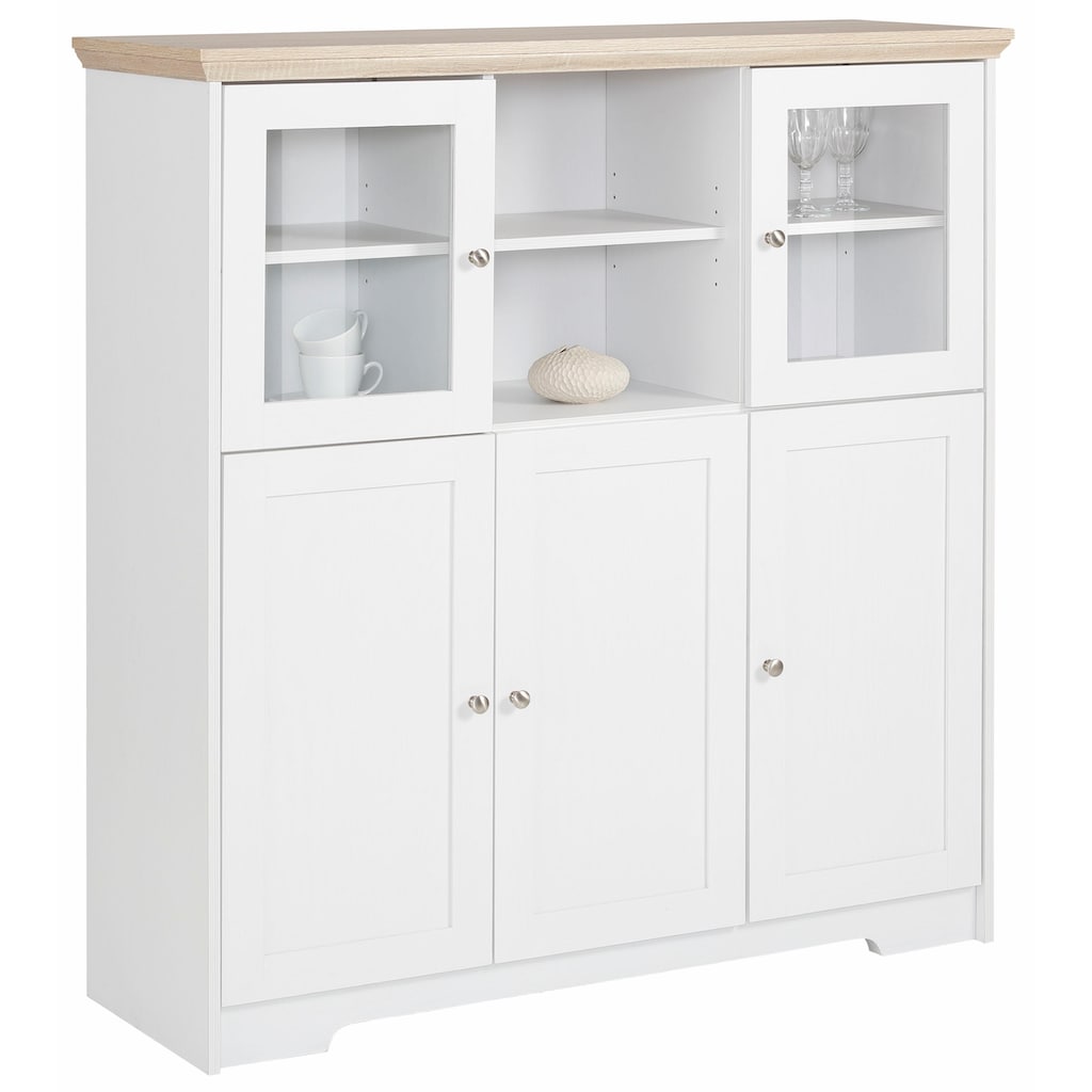 Home affaire Highboard »Nanna«, in duroplastischer Oberfläche Folien Eichen-Optik, Breite 118 cm