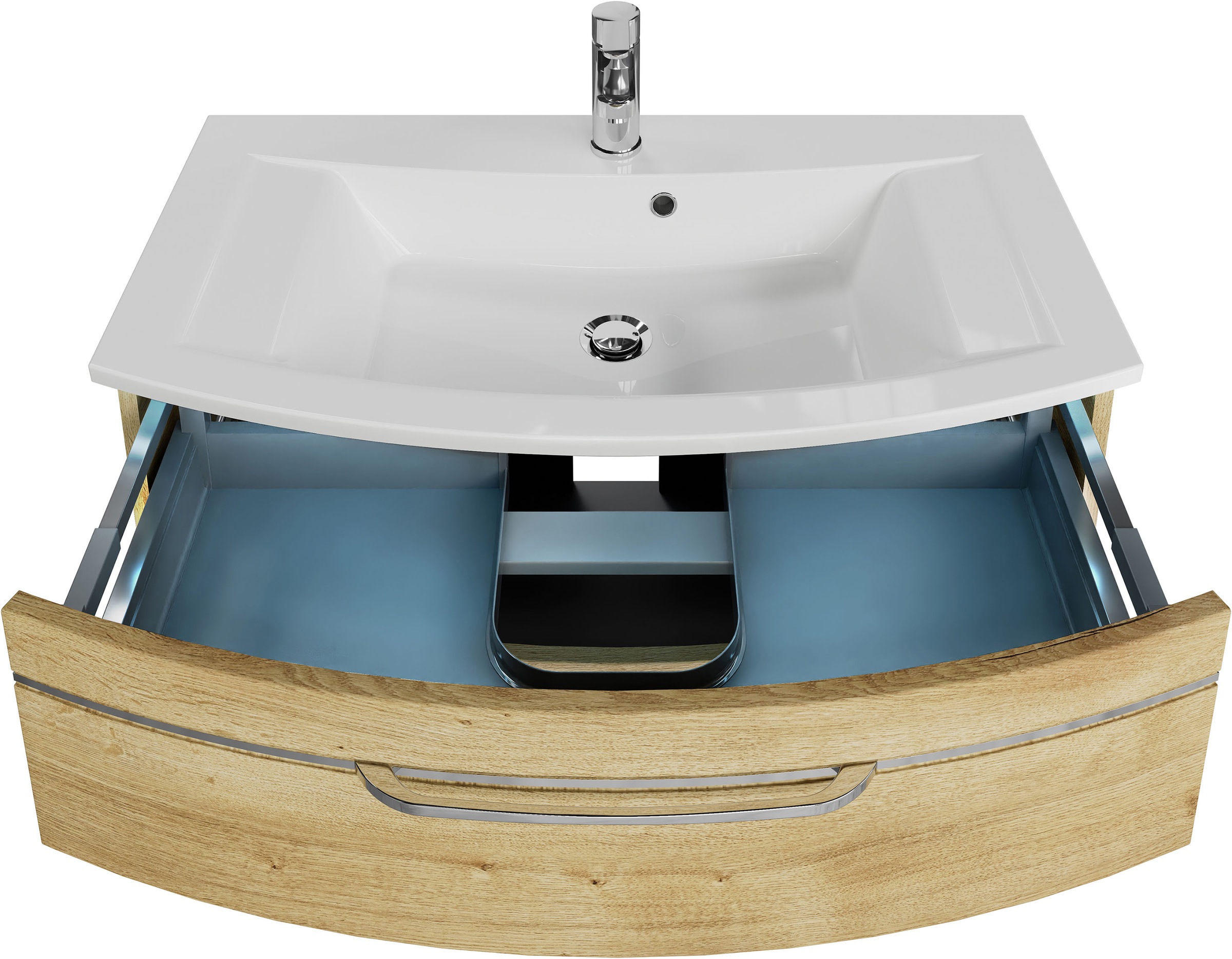 Saphir Badmöbel-Set »Serie 7045 2-teilig Mineralmarmor-Waschtisch mit LED-Spiegelschrank«, (Set, 2 St.), Badezimmer-Set 93,2 cm breit, inkl. Türdämpfer, 3 Türen, 2 Schubladen
