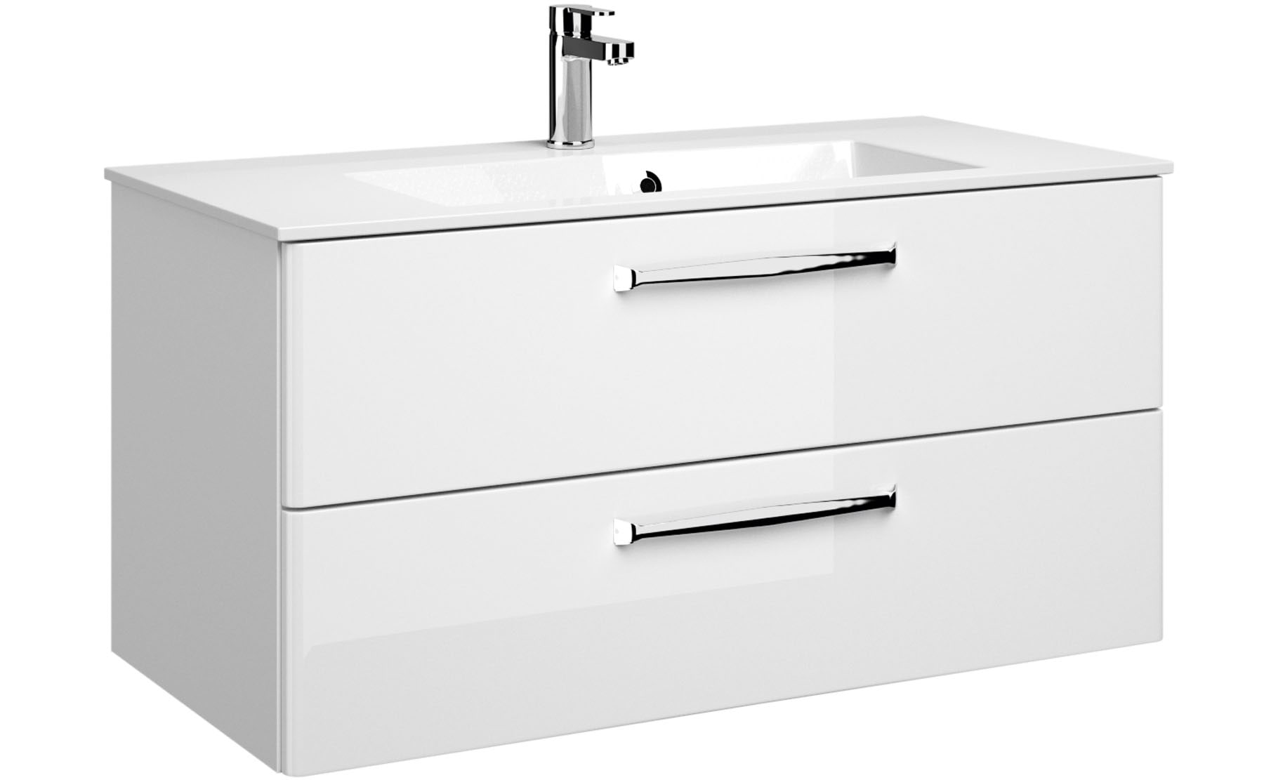 Saphir Badmöbel-Set »Trentino 2-tlg Mineralmarmor-Waschtisch, Spiegelschrank mit LED-Profil«, (3 St.), Badmöbel-Set 110cm breit, inkl. Türdämpfer, 3 Türen, 2 Auszügen