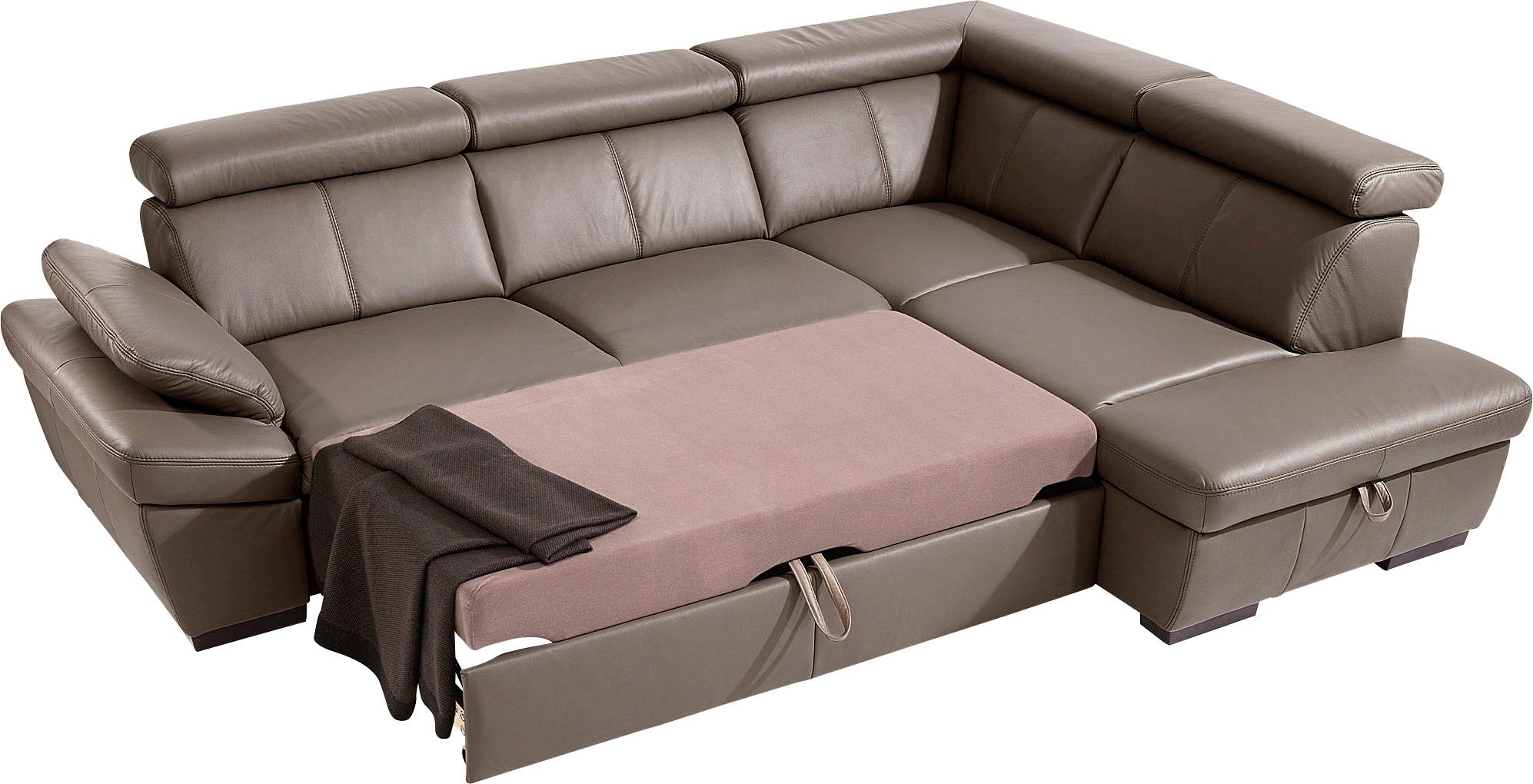 exxpo - sofa fashion Ecksofa »Salerno, klassisch modernes Funktionssofa, hoher Sitzkomfort, L-Form«, inkl. Kopf- und Armteilverstellung, wahlweise mit Bettfunktion