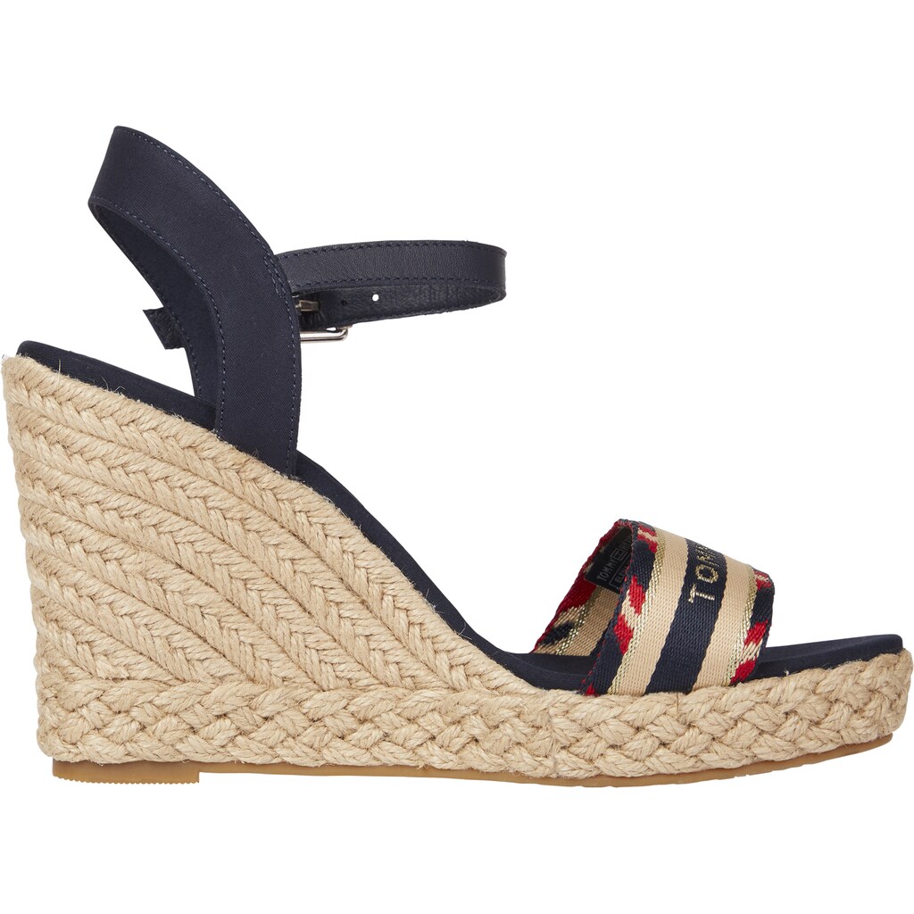 Tommy Hilfiger High-Heel-Sandalette »CORPORATE WEBBING HIGH WEDGE«, mit Logoschriftzug