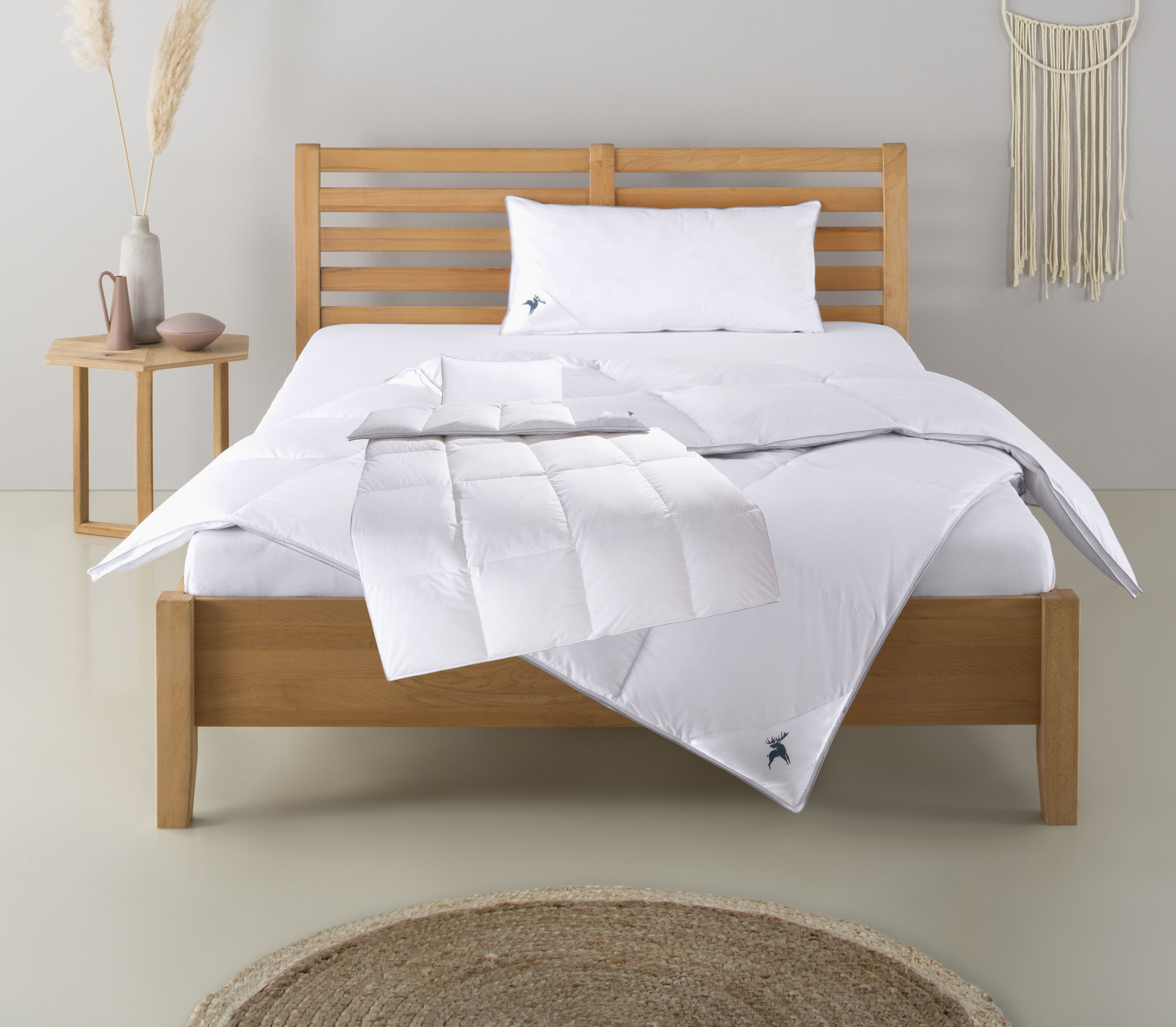 OTTO home Daunenbettdecke + Kopfkissen "Lodiken, Bettdecke 135x200 cm, 155x220 cm, Decke Made in Germany" Set mit Kissen 40x80 cm, 80x80 cm, Frühling, Sommer, Herbst, Winter
