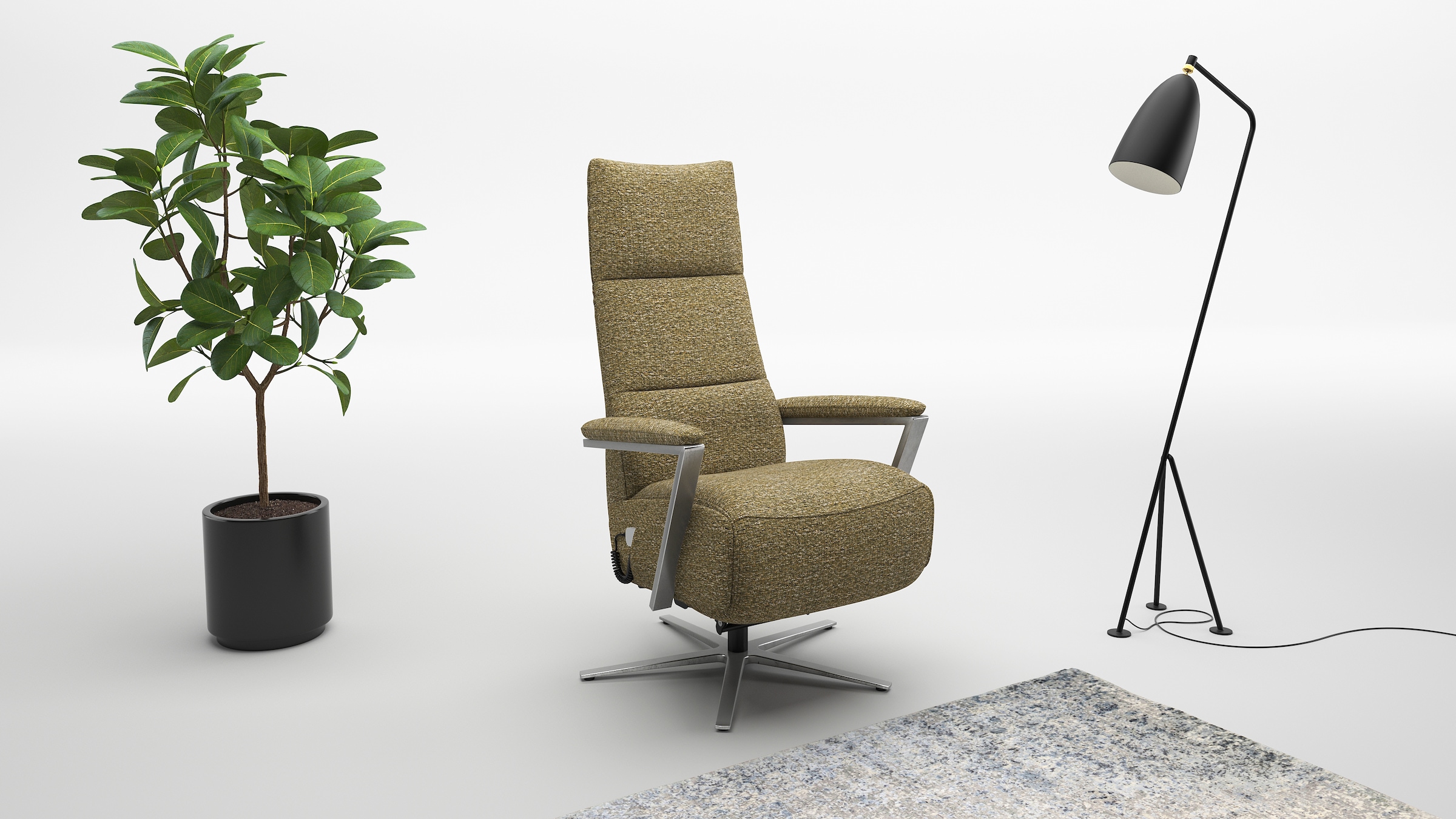 TV-Sessel SIT & MORE "Vario Comfort, inkl. Kopfteilverstellung & 360 Drehfunktion", grün (olive), B:70cm H:124cm T:85cm, 100% Polyester, Sessel, inkl. Herz-Waage-Funktion & 3 Motoren, Höhe der Armlehnen 64cm