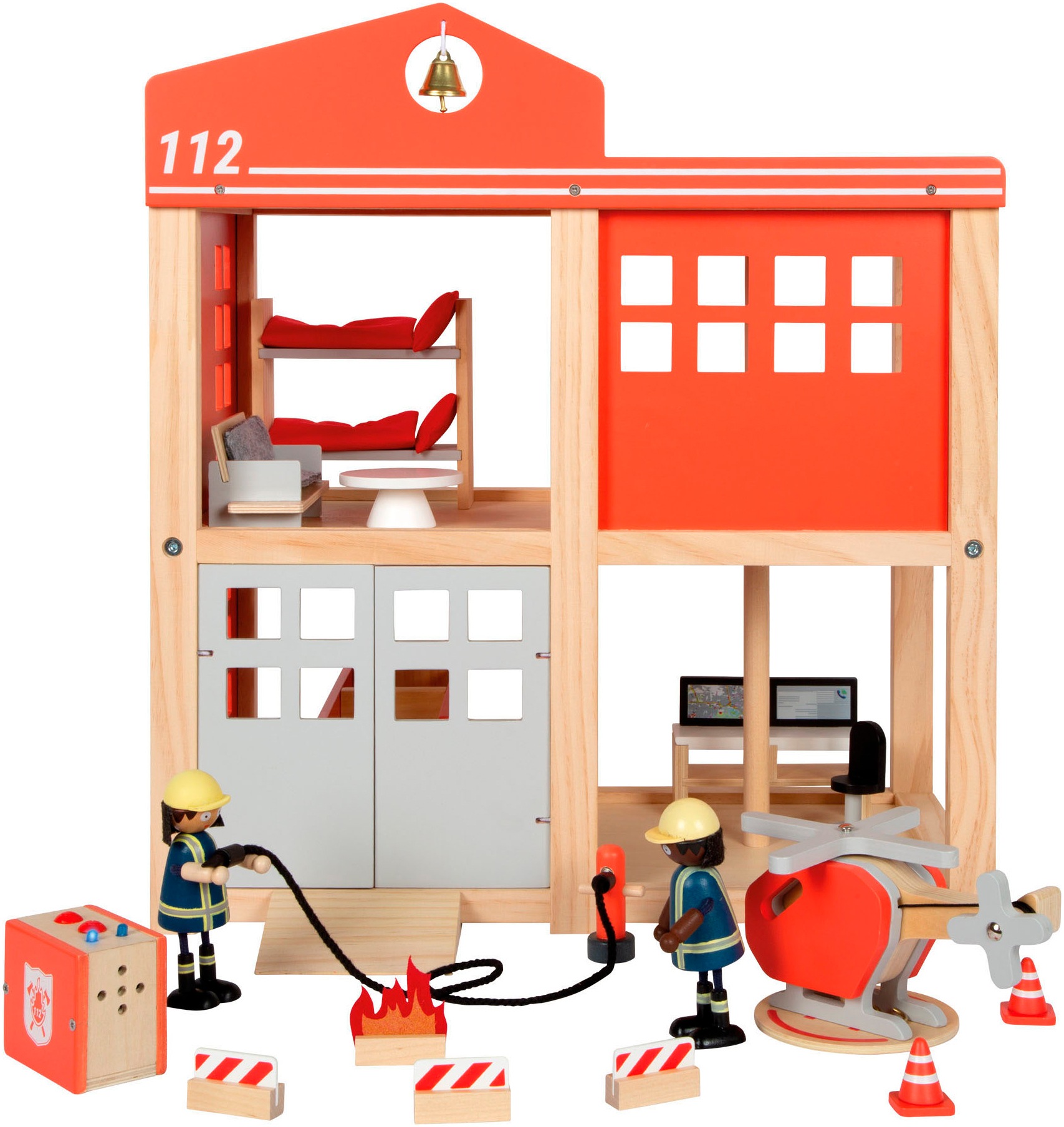 Small Foot Spielwelt »Große Feuerwache mit Zubehör« batteriebetriebenes Sound- & Lichtmodul für realistische Einsätze