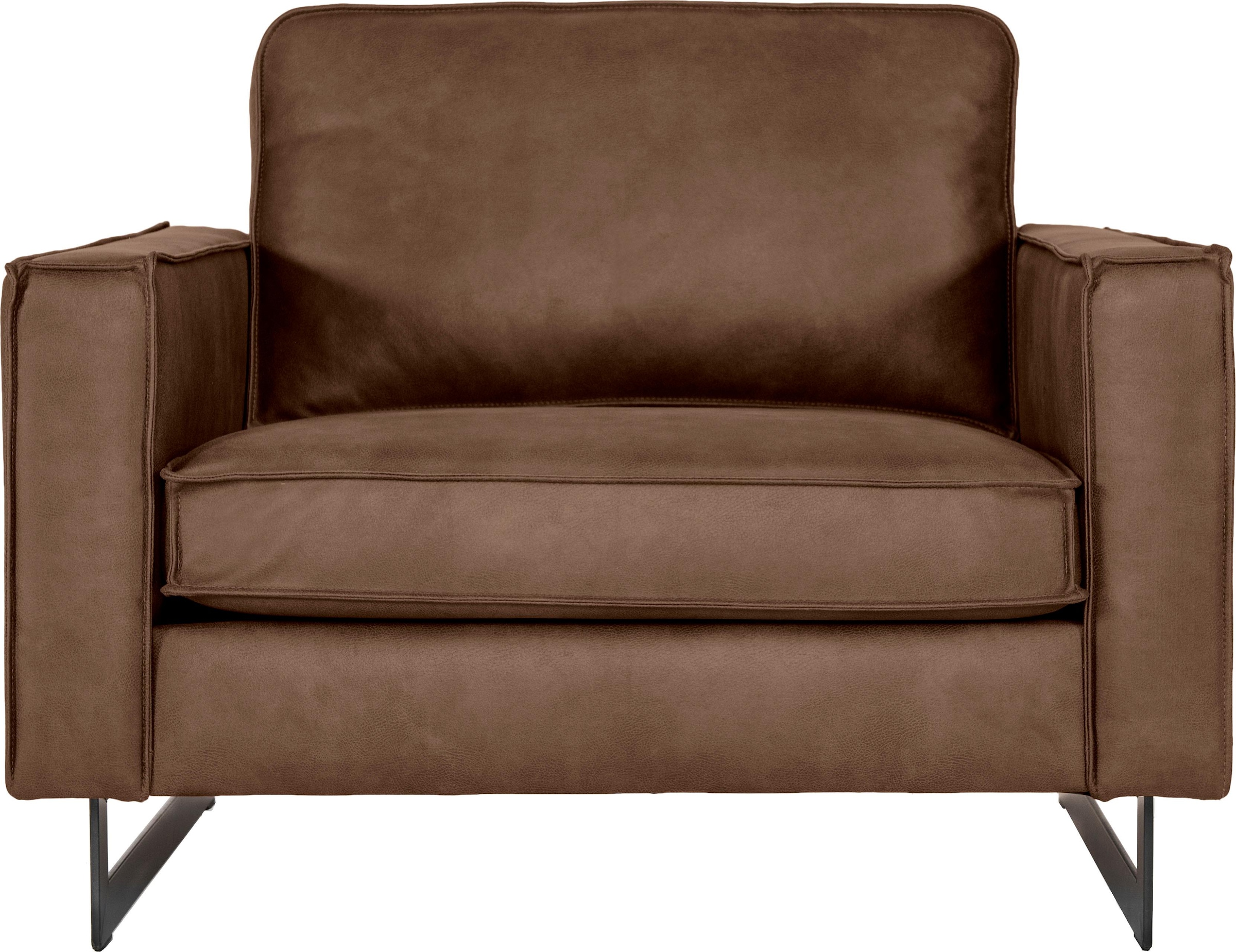 Places of Style Loveseat »Pinto 105 cm, Cord, Chenille, Lederoptik«, mit Keder, Metallfüßen und auch in Cord Bezug erhältlich