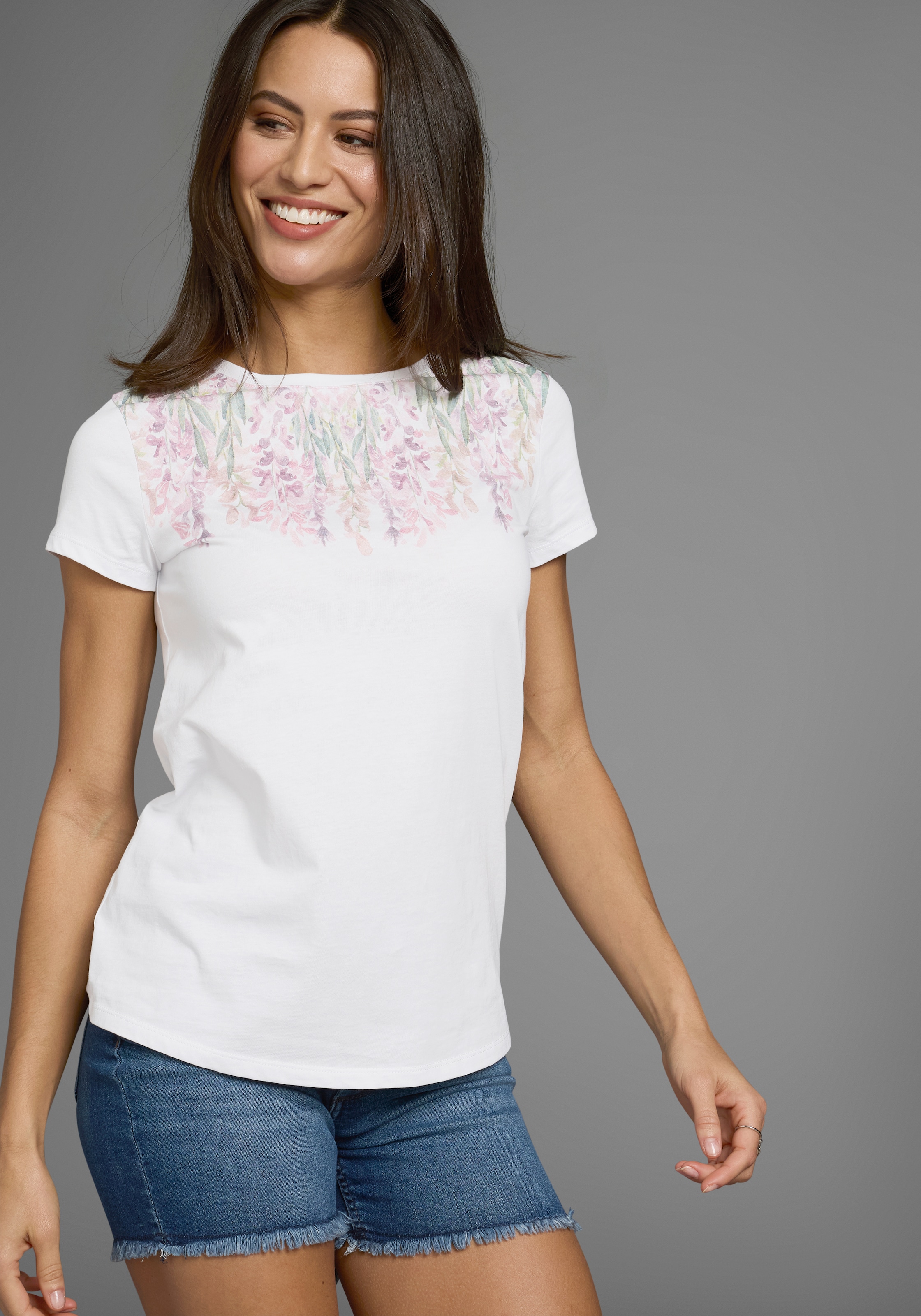 Laura Scott T-Shirt, mit romantischen Floralprint in Pastellfarben - NEUE K günstig online kaufen