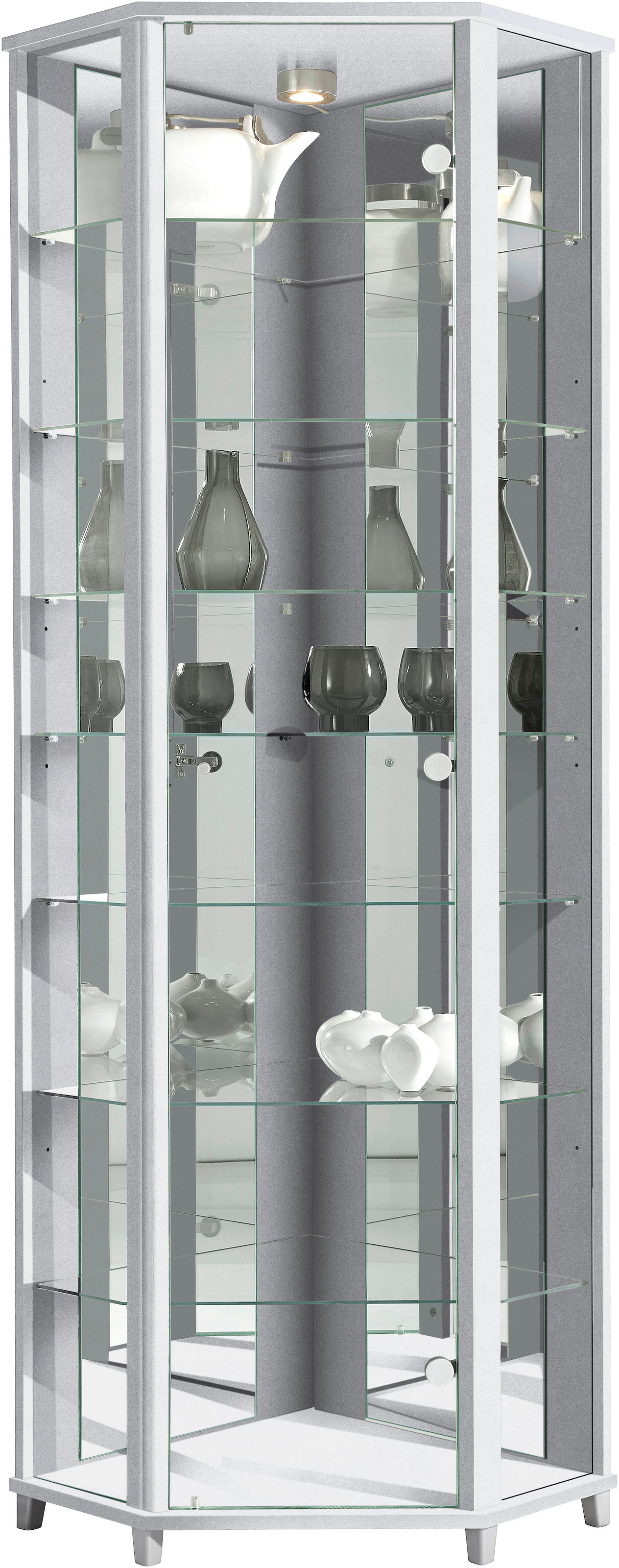 fif möbel Eckvitrine »TRIO Höhe ca. 172 cm, ink. Beleuchtung«, Eckvitrine/Glasvitrine 1x Glastür, perfekt für Sammler, Sammlervitrine