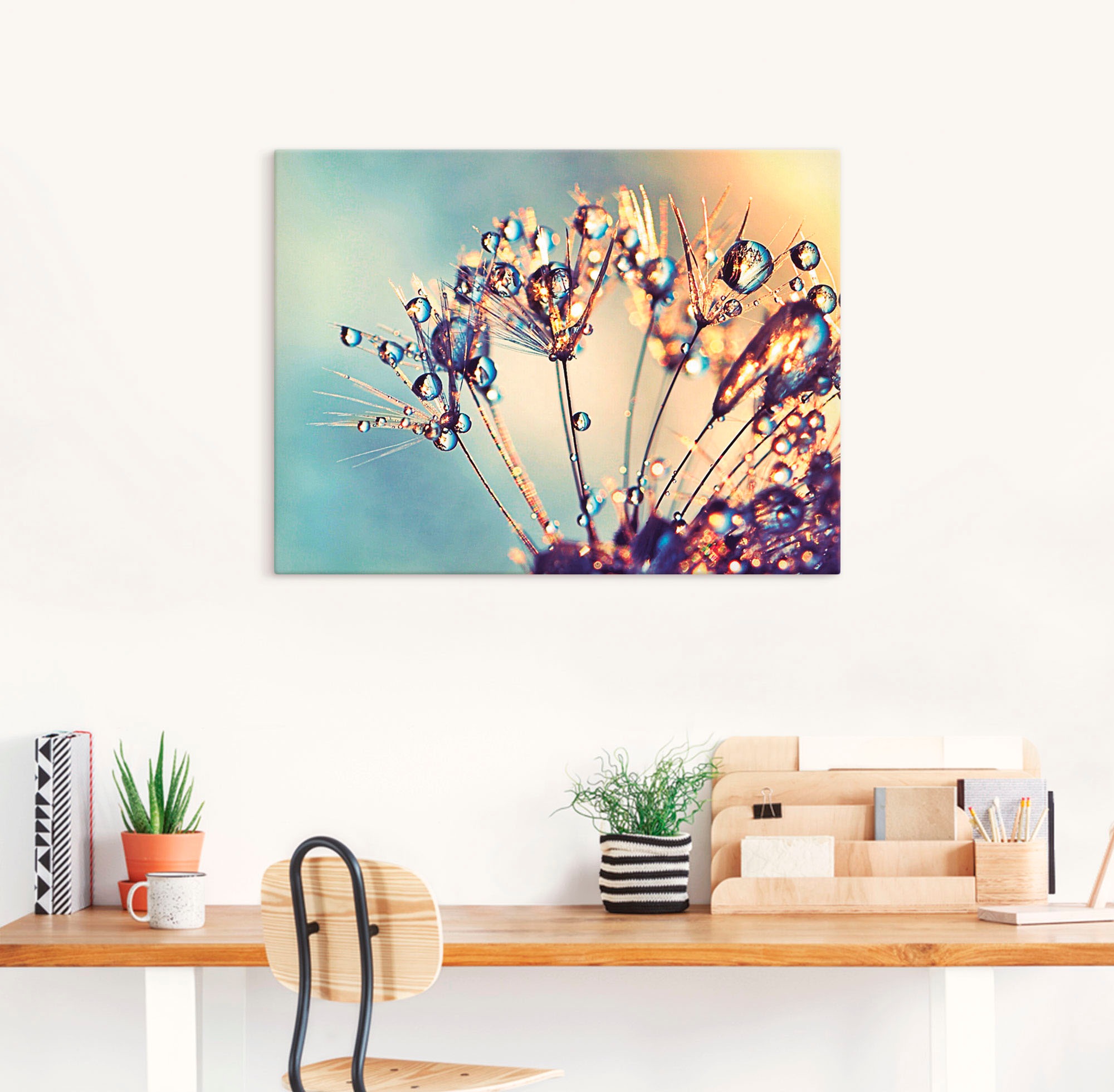 Artland Wandbild "Pusteblume Glitzertau" Blumen 1 Stk. tlg. als Leinwandbil günstig online kaufen