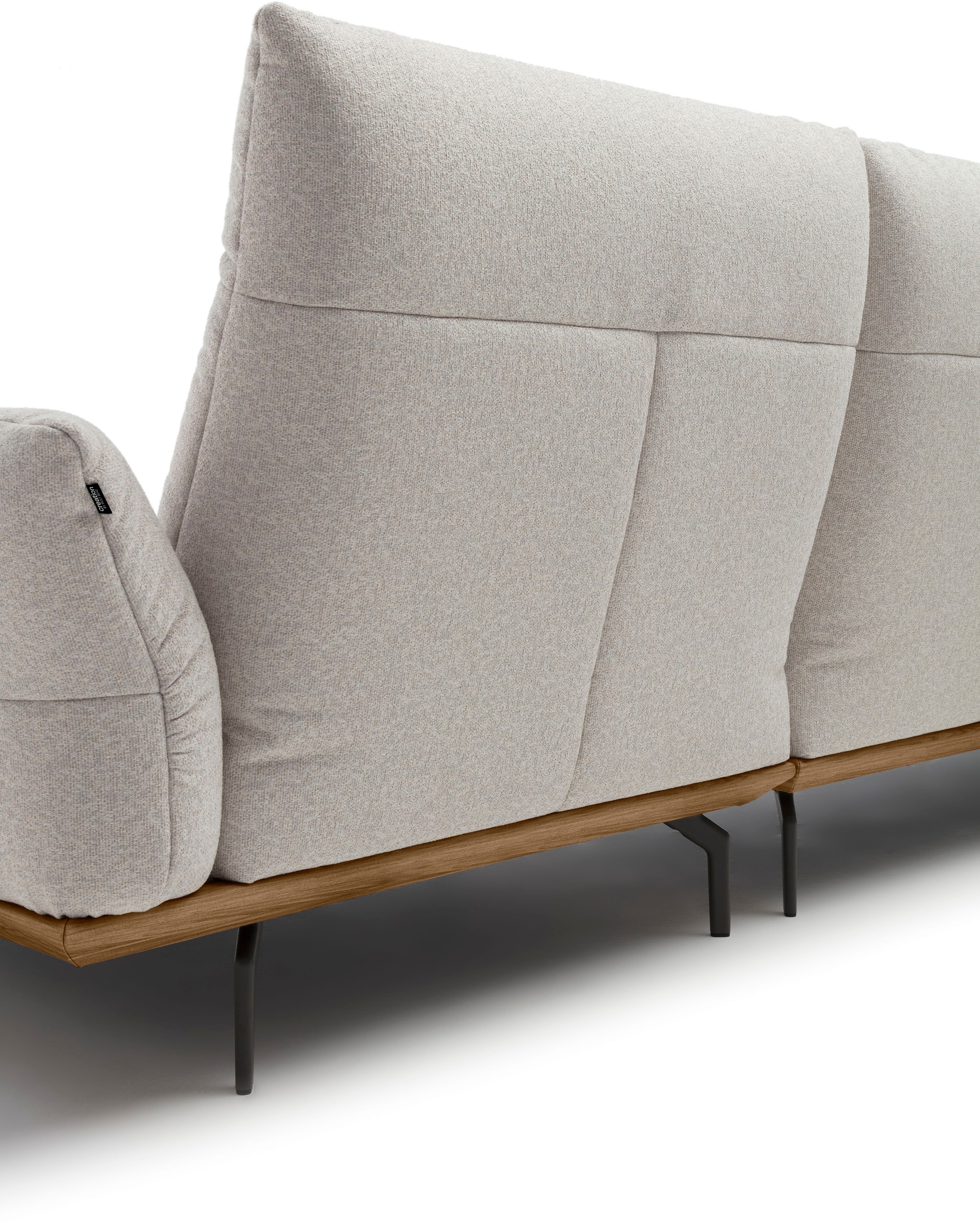 Creation BY ROLF BENZ Ecksofa »CR.460«, Sockel in Nussbaum, Winkelfüße in Umbragrau, Breite 338 cm
