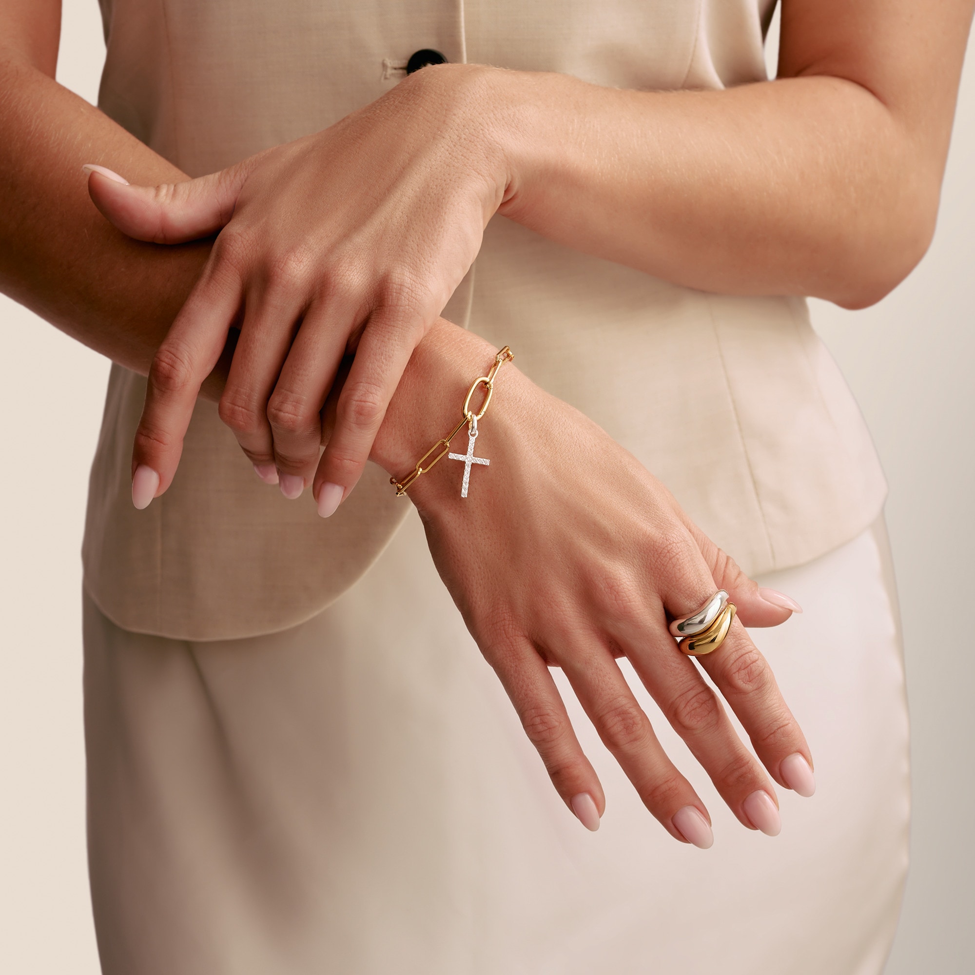 THOMAS SABO Charm Kreuz »Charm Kreuz - Connect, CC1203-051-14«, mit Zirkonia (synth.)