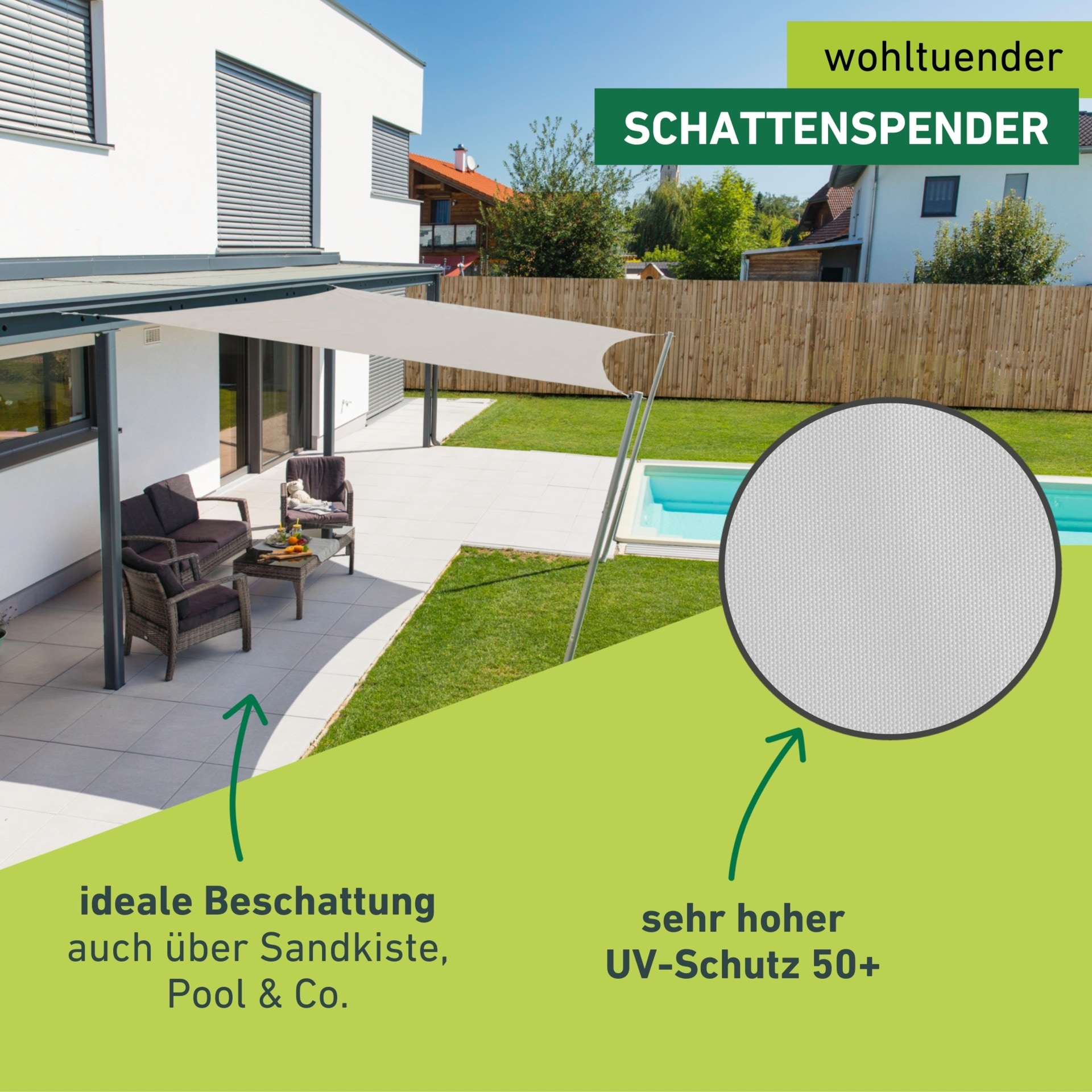 Windhager Sonnensegel »Cannes, Quadrat Segel zur Beschattung von Garten, Terrasse, Balkon« Sonnenschutz 4 x 4 m, erhältlich in anthrazit, grau, taupe oder weiß