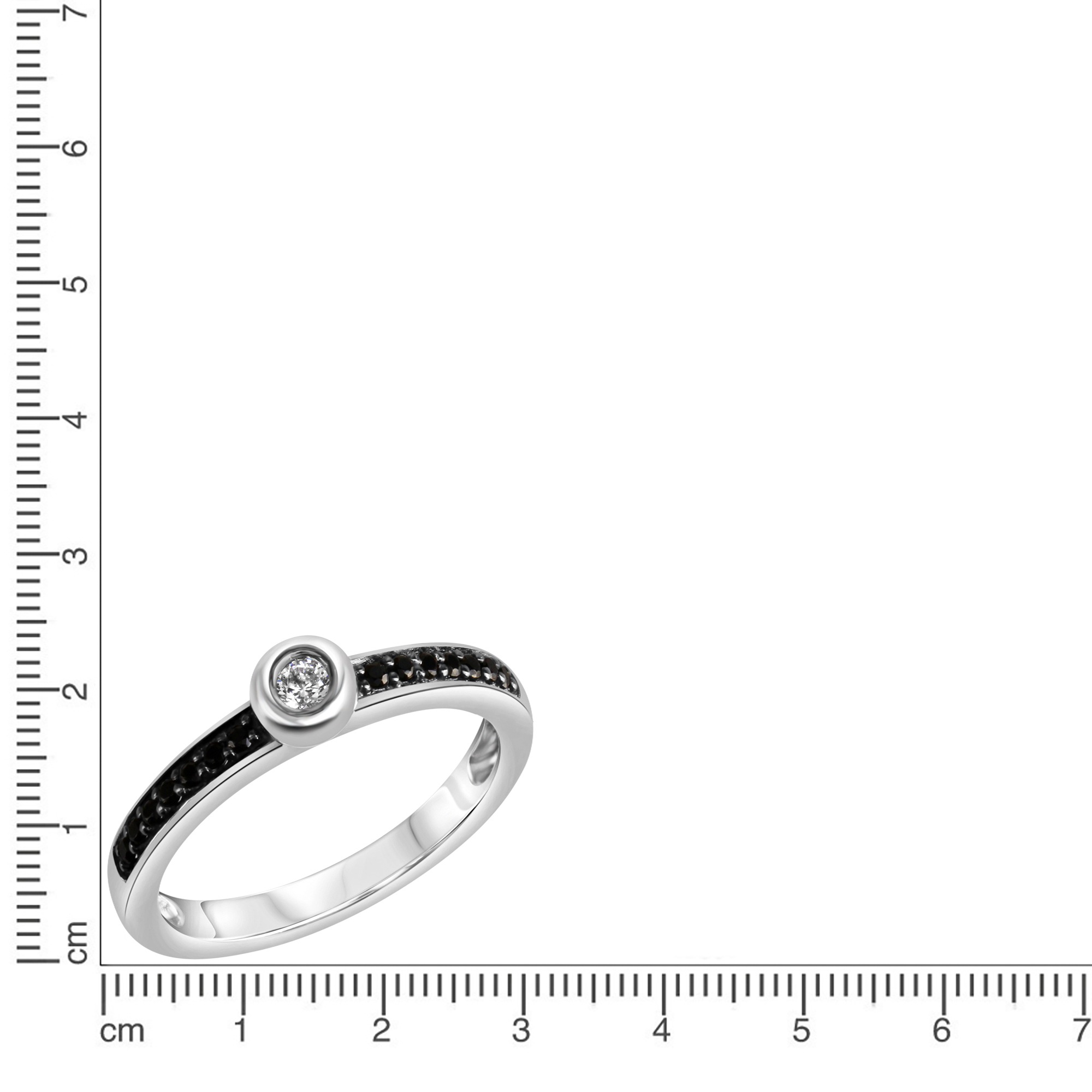 CELESTA Fingerring »925 Silber rhodiniert mit Zirkonia weiß und schwarz«