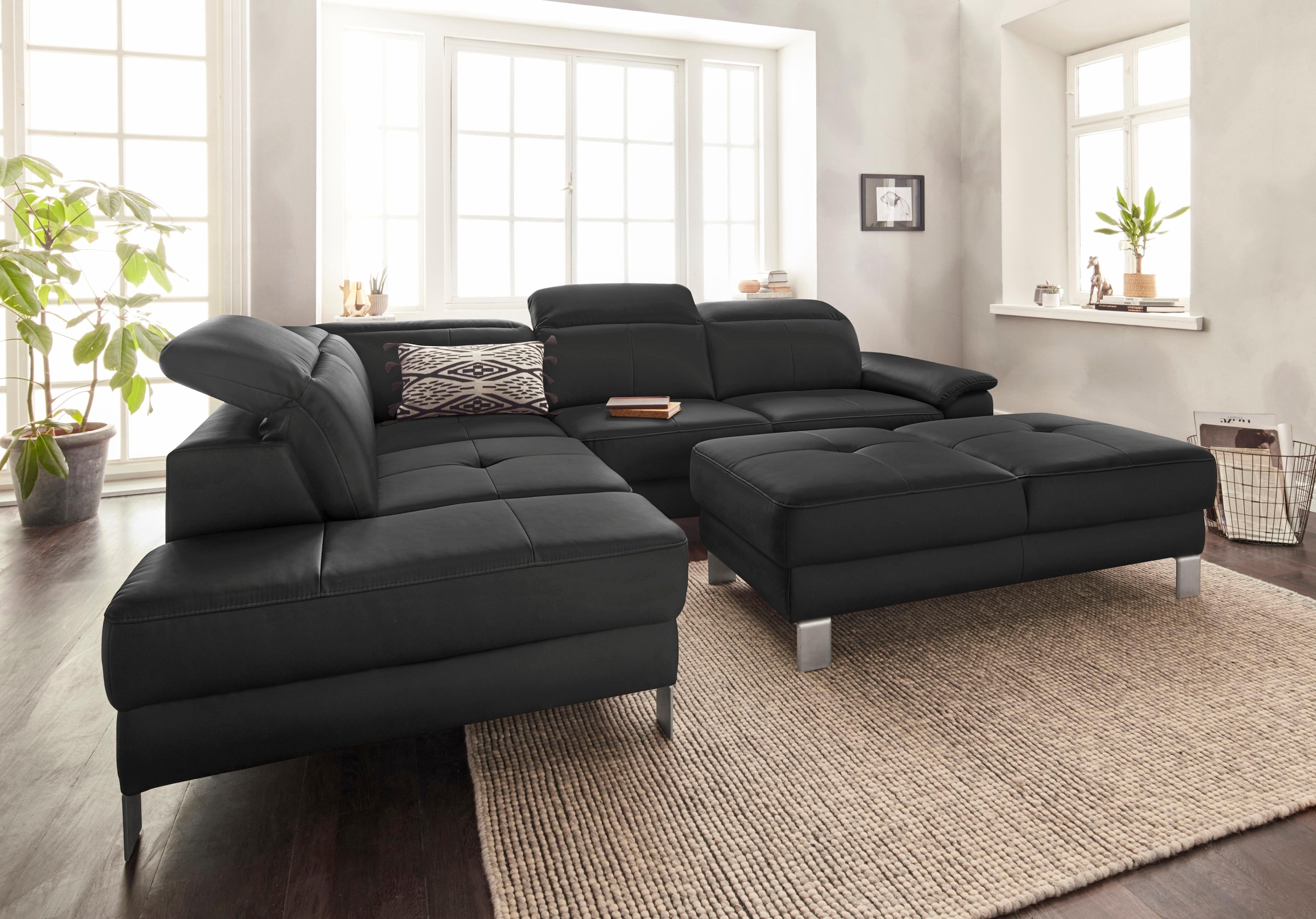 exxpo - sofa fashion Ecksofa »Mantua, L-Form«, mit Kopf- bzw. Rückenverstellung, Bettfunktion u. Bettkasten