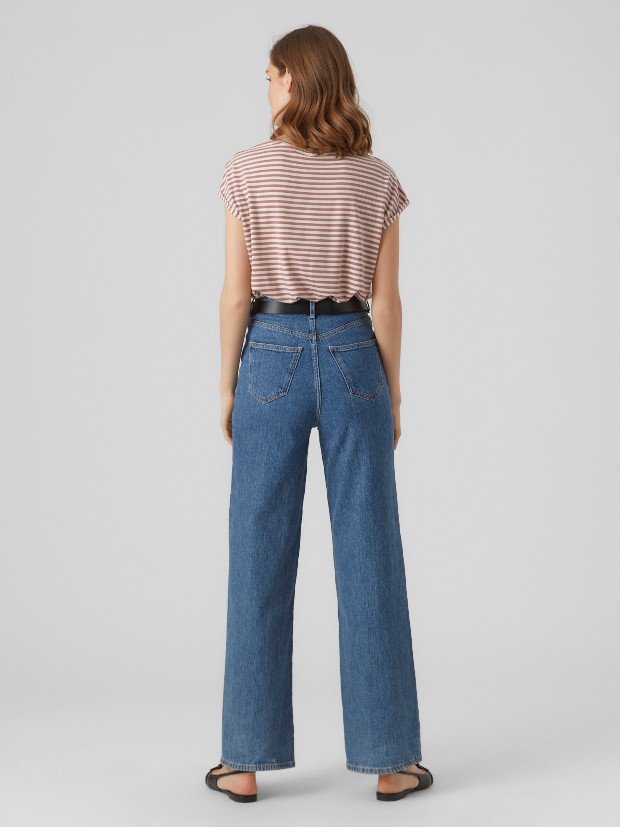 Vero Moda Rundhalsshirt »VMAVA PLAIN SS TOP STRIPE GA JRS NOOS«