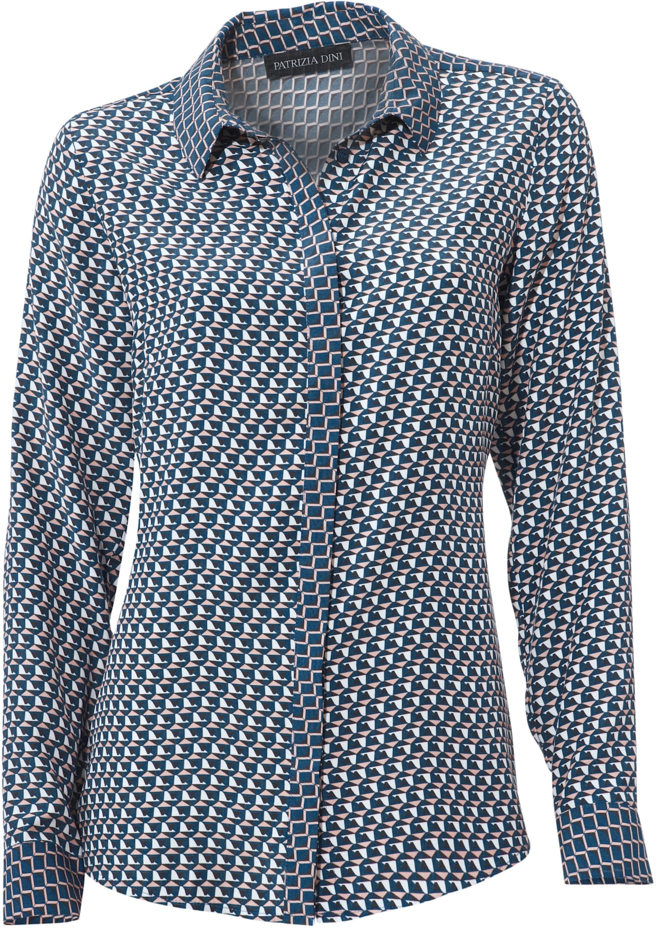 Druckbluse HEINE, Damen, Gr. 44, blau (blau, rosé), 100% Viskose, bedruckt, gemustert, Blusen Druckbluse 3