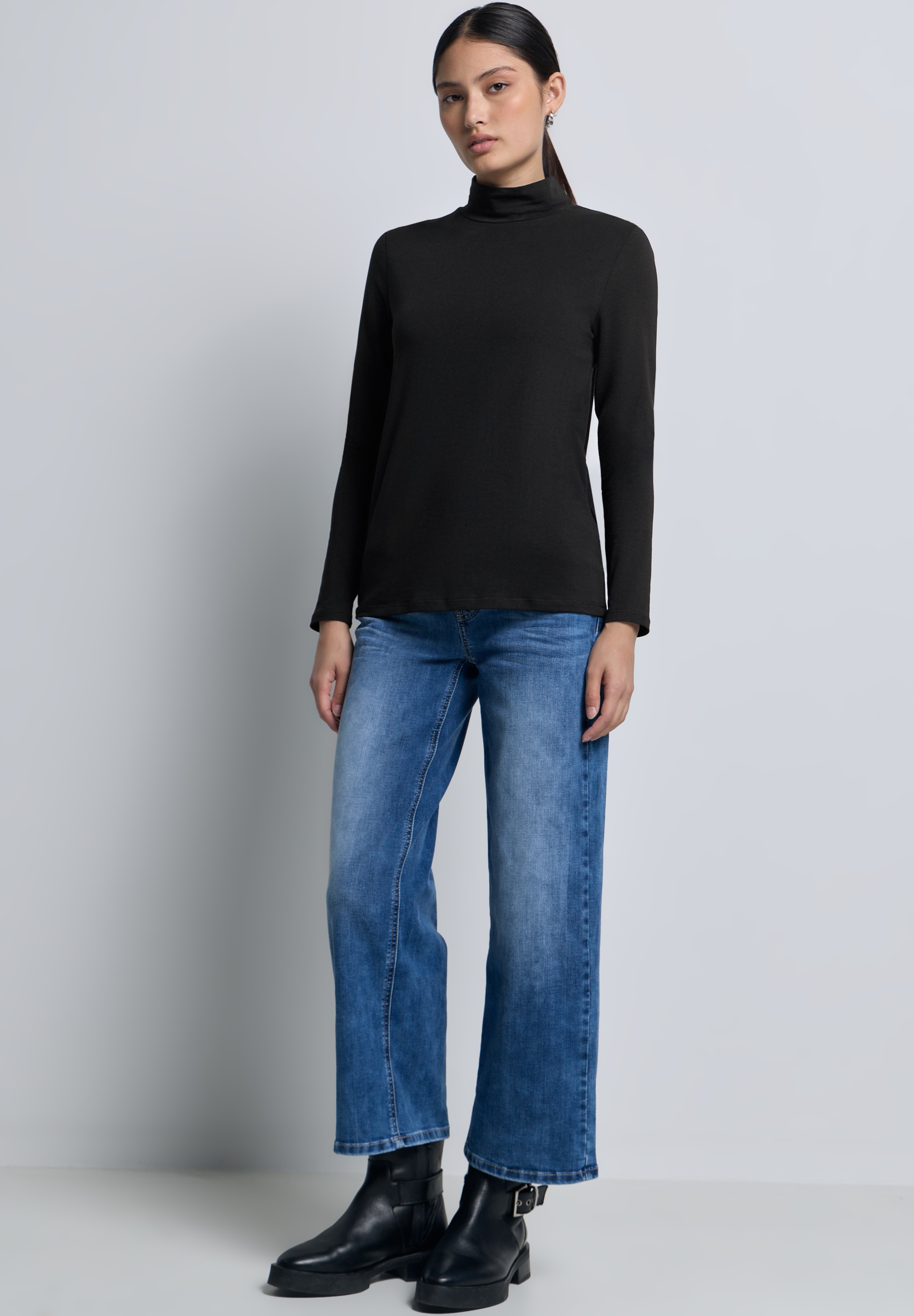 STREET ONE STUDIO Langarmshirt, aus Baumwolle mit Stretchante