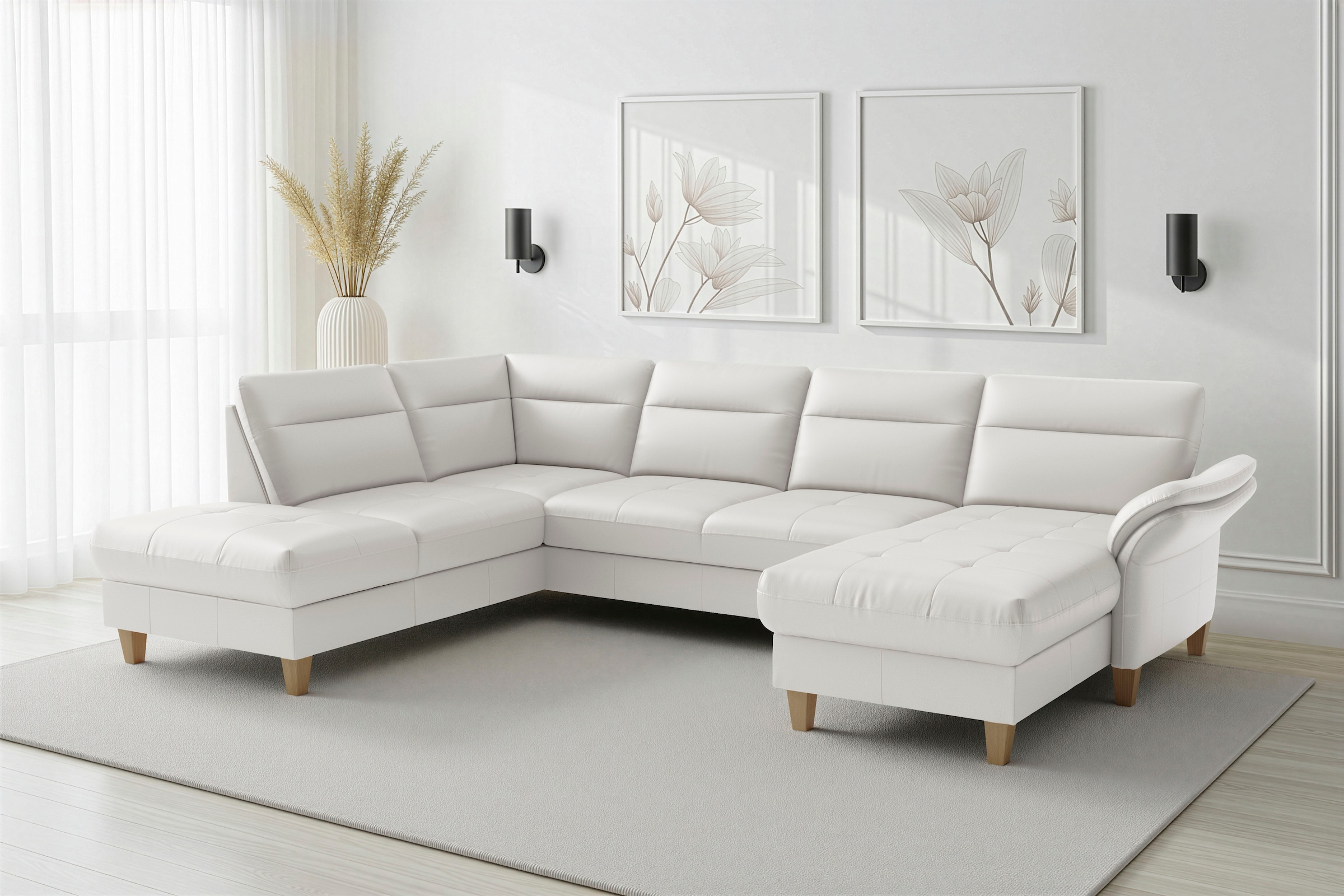 sit&more Wohnlandschaft "Pamela U-Form, B: 292 cm, optional Schlaffunktion & Bettkasten, Leder"