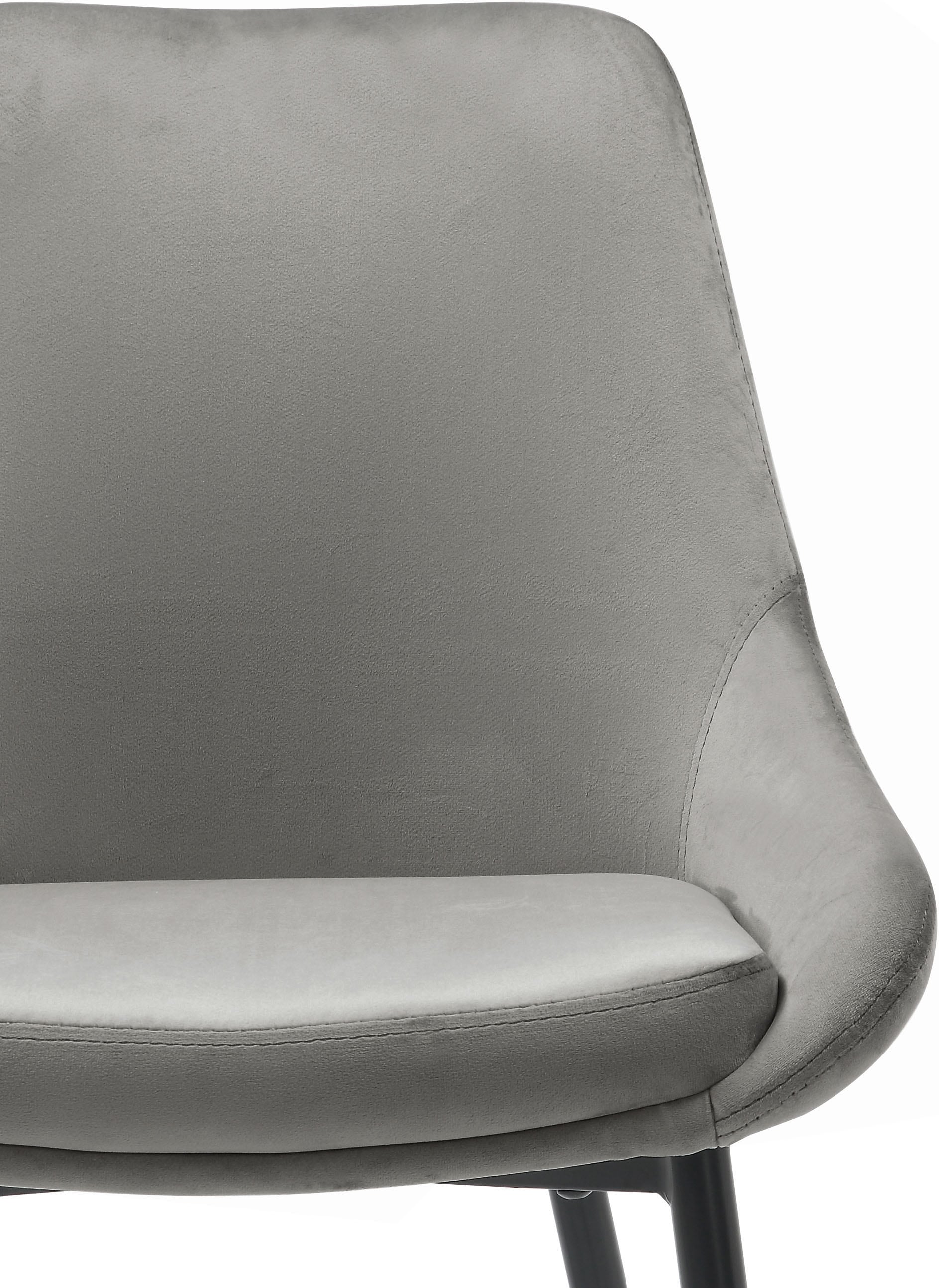 INOSIGN Esszimmerstuhl »NIAM-EZST«, Samtvelours, 2er Set, schwarze Metallbeine, pflegeleichter Samtvelours Bezug