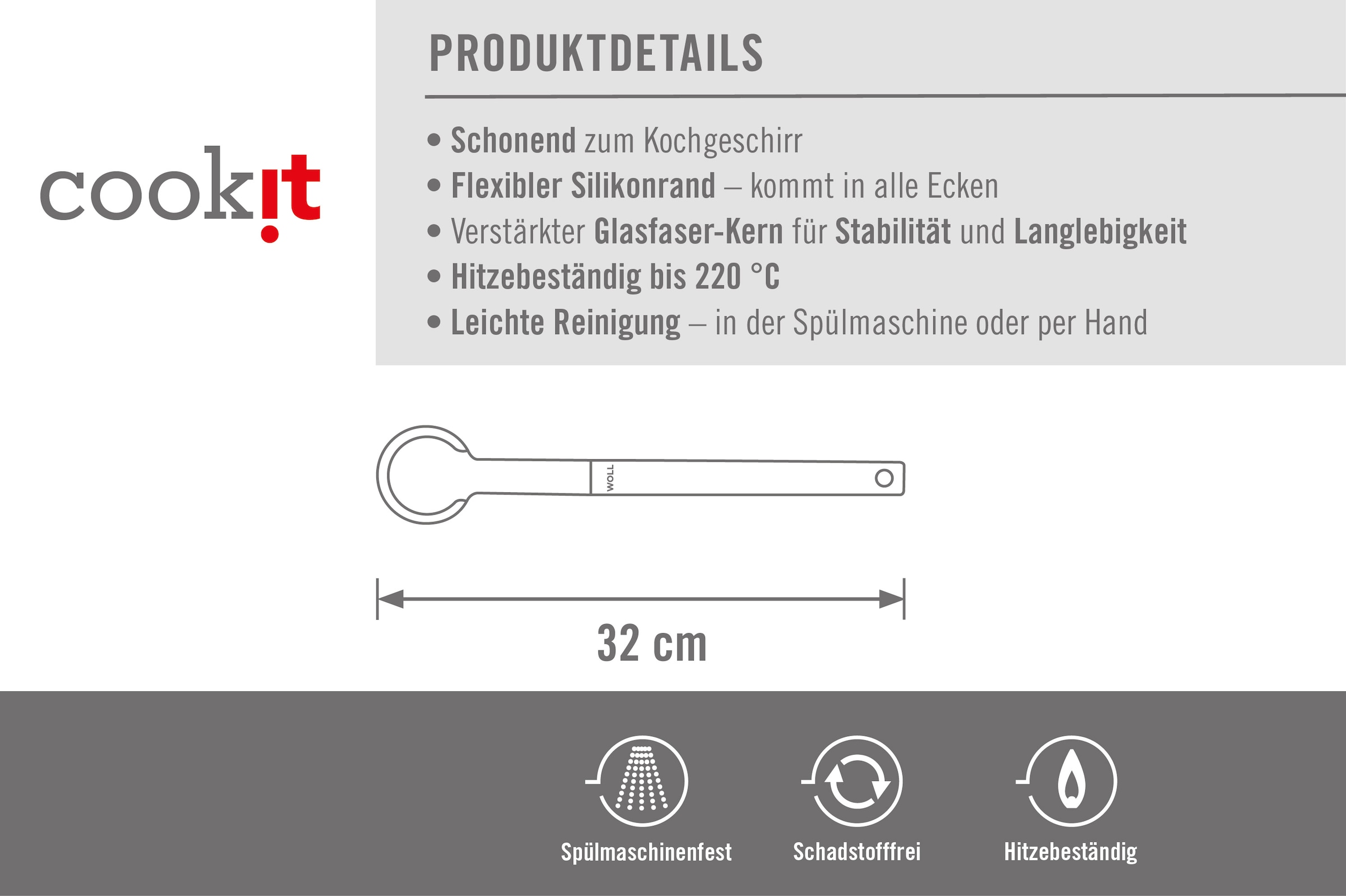 WOLL Kochlöffel »Cook it«, (1 tlg.), aus hochwertigem Kunststoff und Silikon