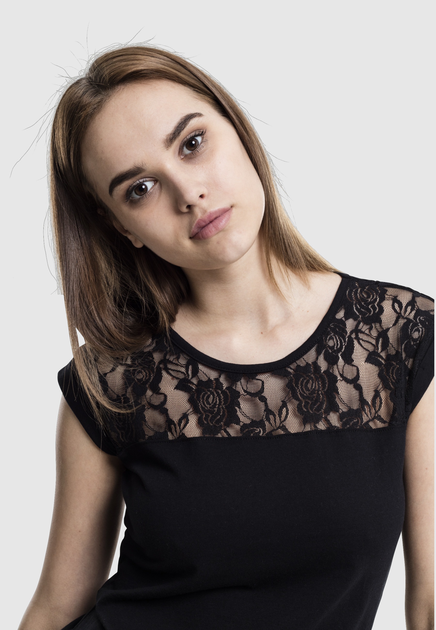 URBAN CLASSICS Kurzarmshirt »Urban Classics Damen Ladies Top Laces Tee« 1 Stk.