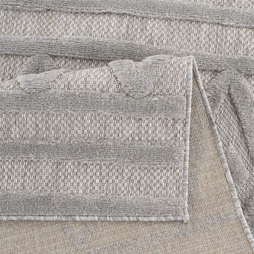 Teppich CARPET CITY "In-& Outdoorteppich Santorini 58538, 3D-Effekt, Raute-Optik", grau, B:80cm H:5mm L:150cm, Polypropylen (PP), Teppiche, Teppich, Wetterfest & UV-beständig für Terrasse, Balkon, Küche, Flur 3