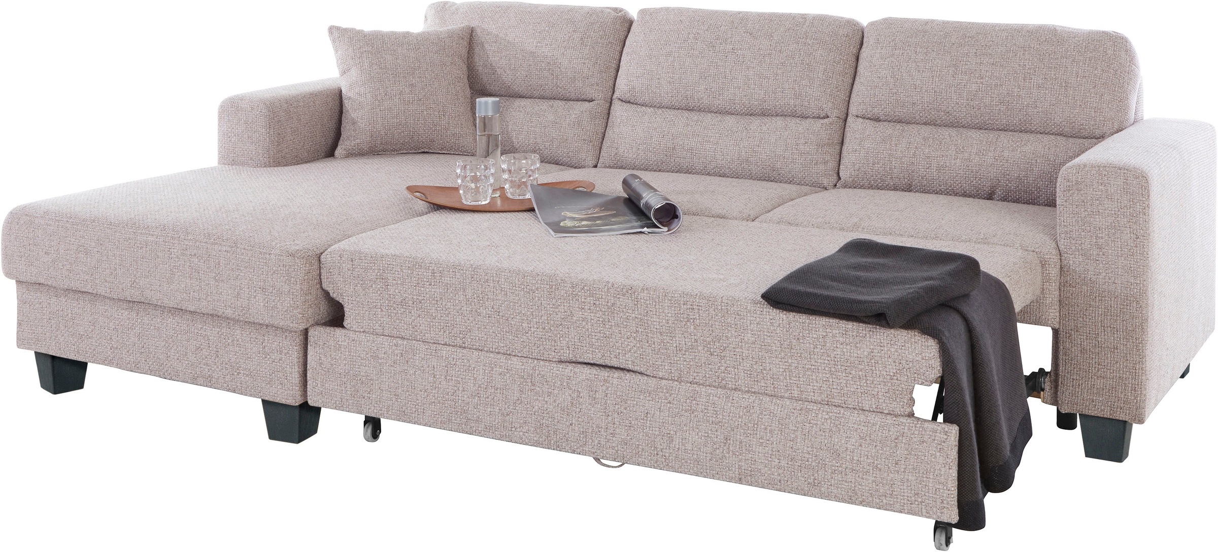 TRENDMANUFAKTUR Ecksofa »Chamber, zeitlos und modern, hoher Sitzkomfort, L-Form«, wahlweise mit Schlaffunktion