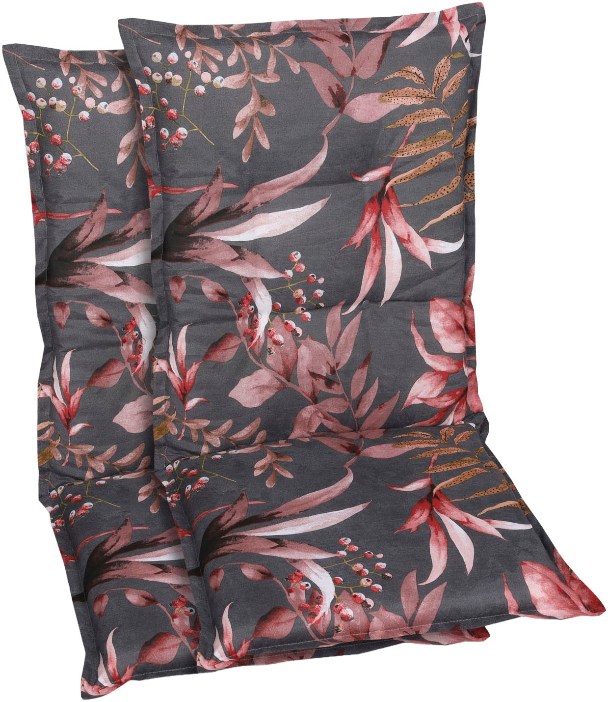 GO-DE Sesselauflage Blätter / Beeren anthrazit - Maße BxLxH ca.: 50 cm x 10 günstig online kaufen