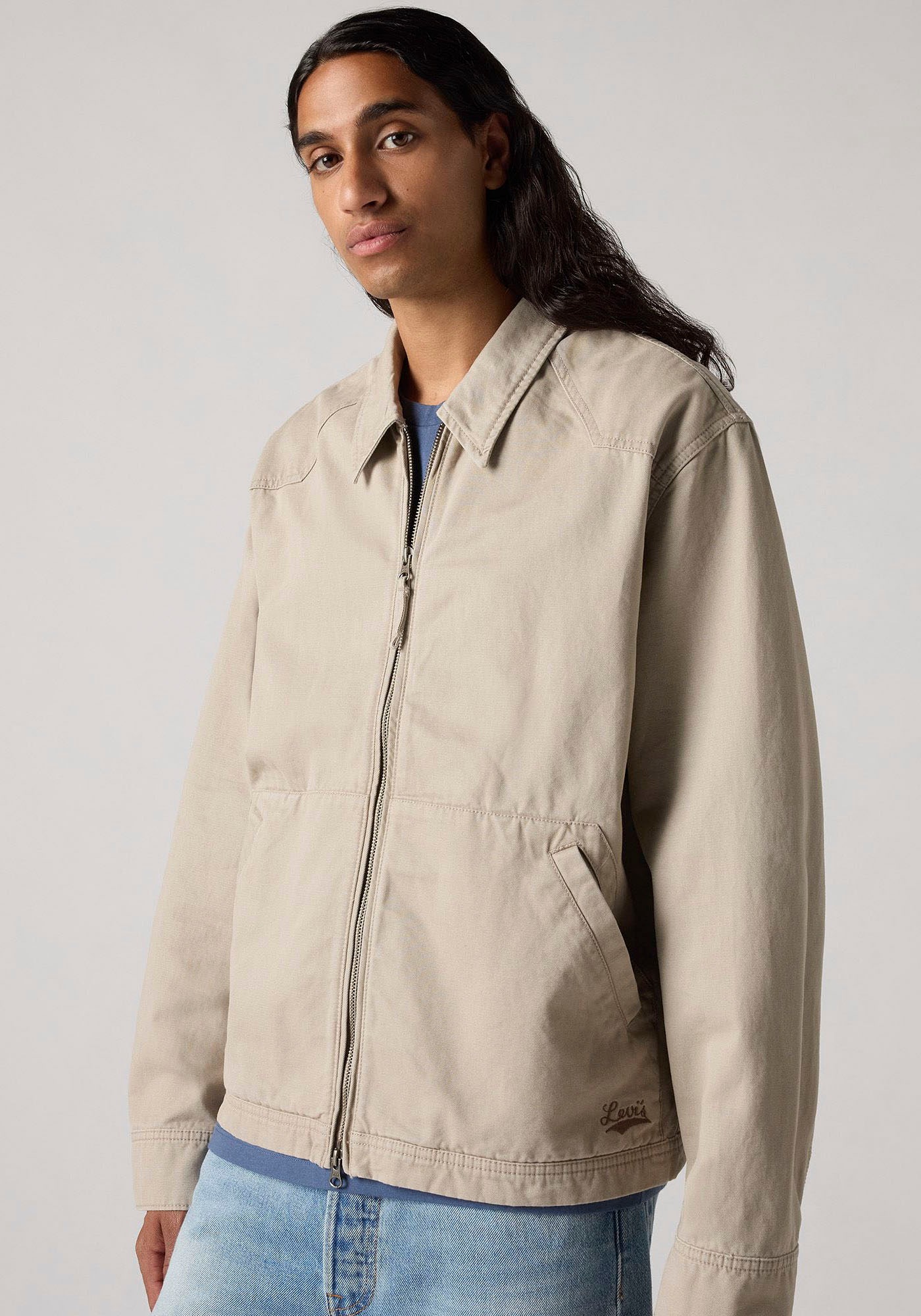 Kurzjacke LEVI'S "Levi's Polk Jacke", Herren, Gr. S, beige (vintage khaki), Obermaterial: 100% Baumwolle, unifarben, regular fit taillenbedeckt, Bündchen, Jacken Kurzjacke, mit Taschen 2