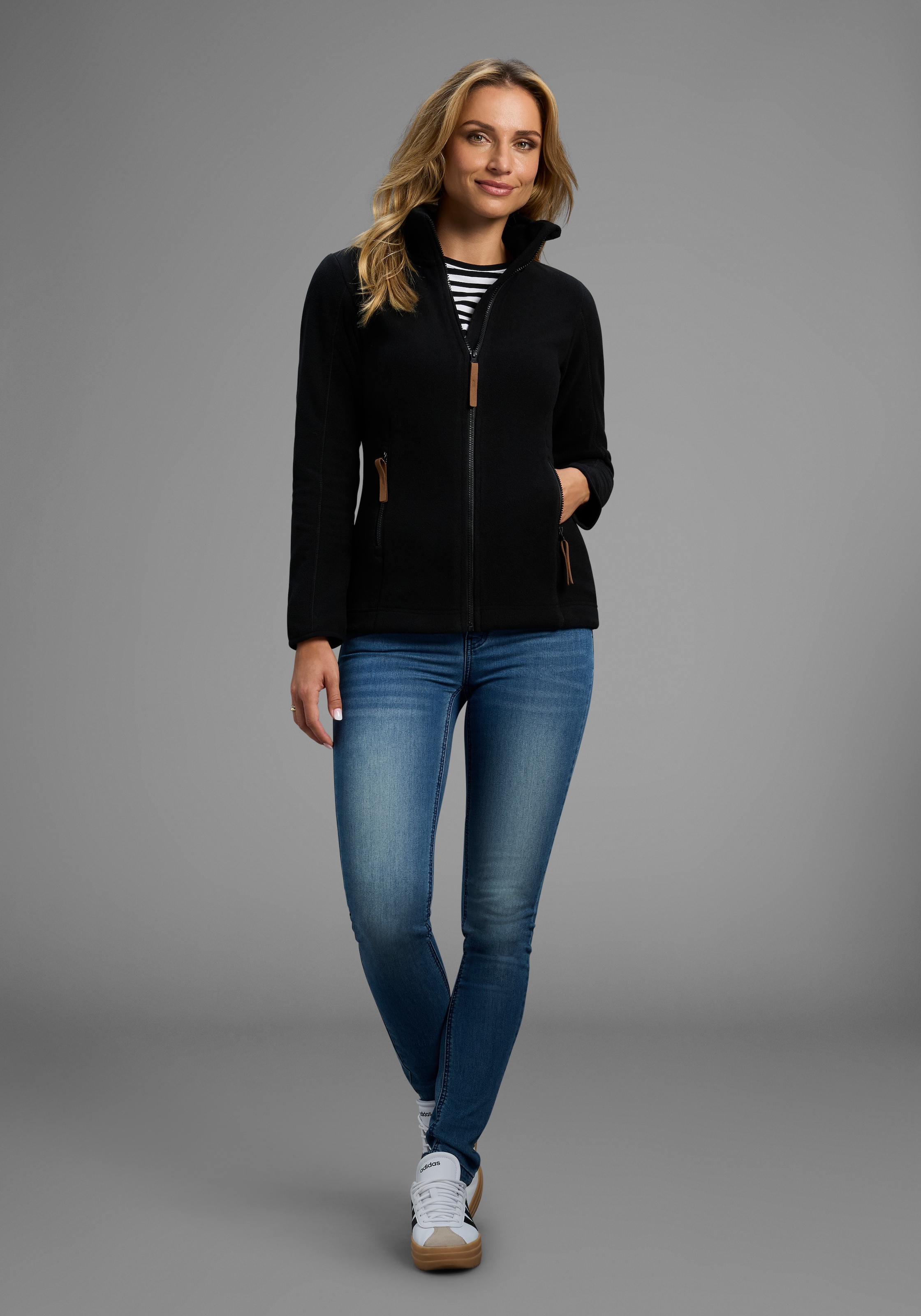Polarino Fleecejacke, ohne Kapuze, für kalte Tage, aus Fleece, lässiger Look
