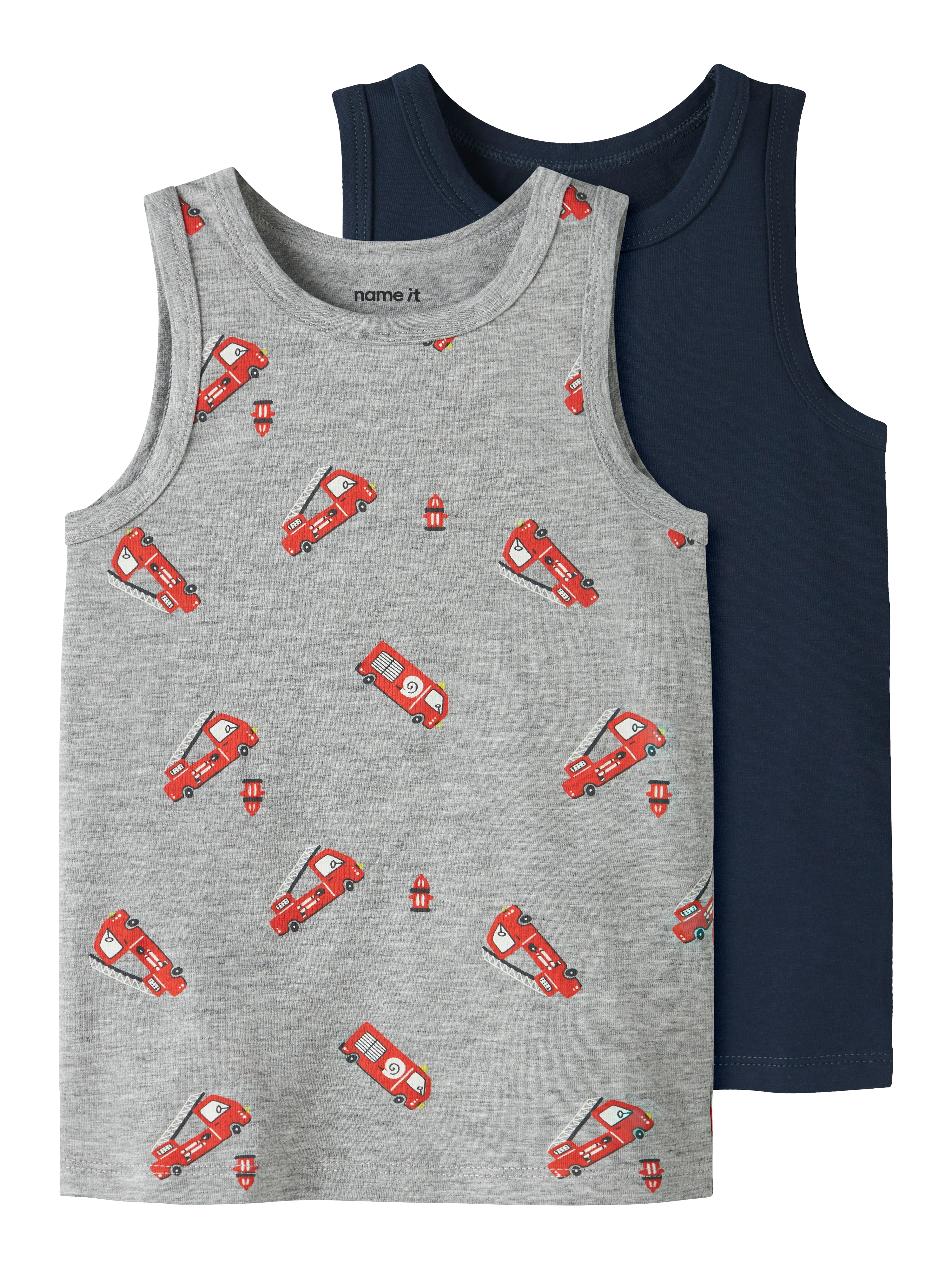 Name It Unterhemd "NMMTANK TOP 2P GREY FIRETRUCK NOOS" Packung, 2 Stk.
